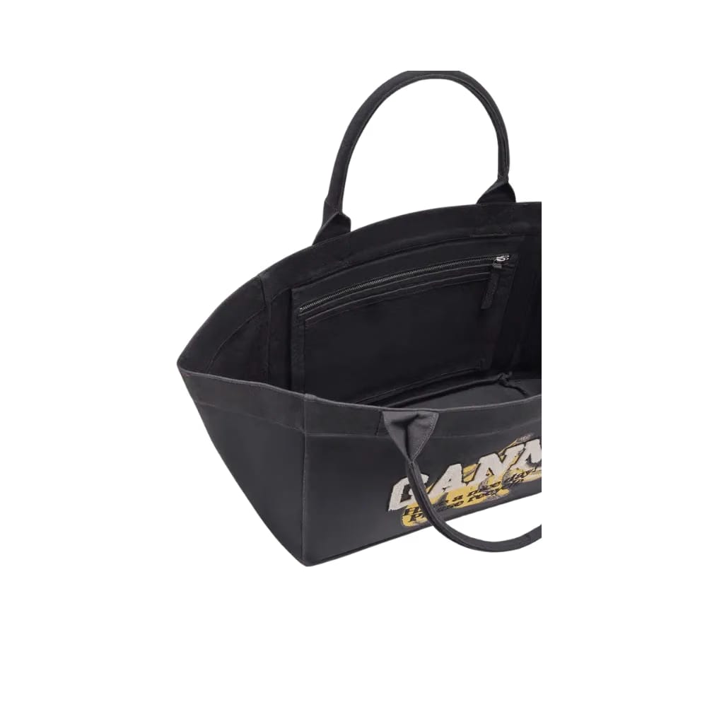 Ganni Black XXL Banana Print Tote Bag