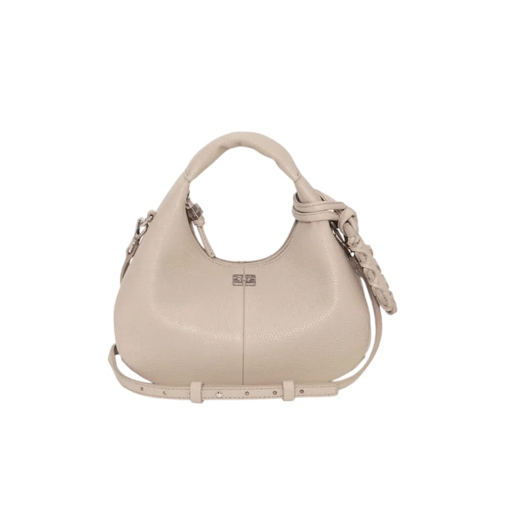 Ganni Light Grey Mini Hobo Bag