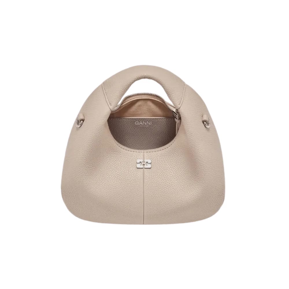 Ganni Light Grey Mini Hobo Bag