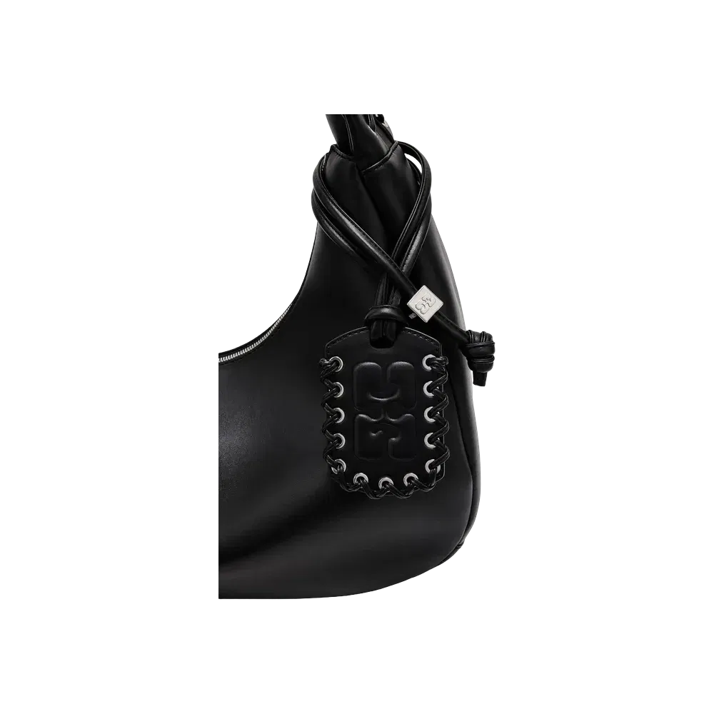 Ganni Black Medium Laces Hobo Bag