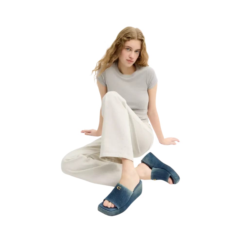 Coach Marie Platform In Loved Denim