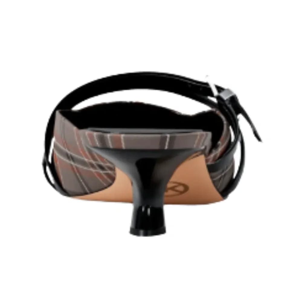 Michael Kors Yvette Plaid Print Kitten Mule Mushroom Mlti
