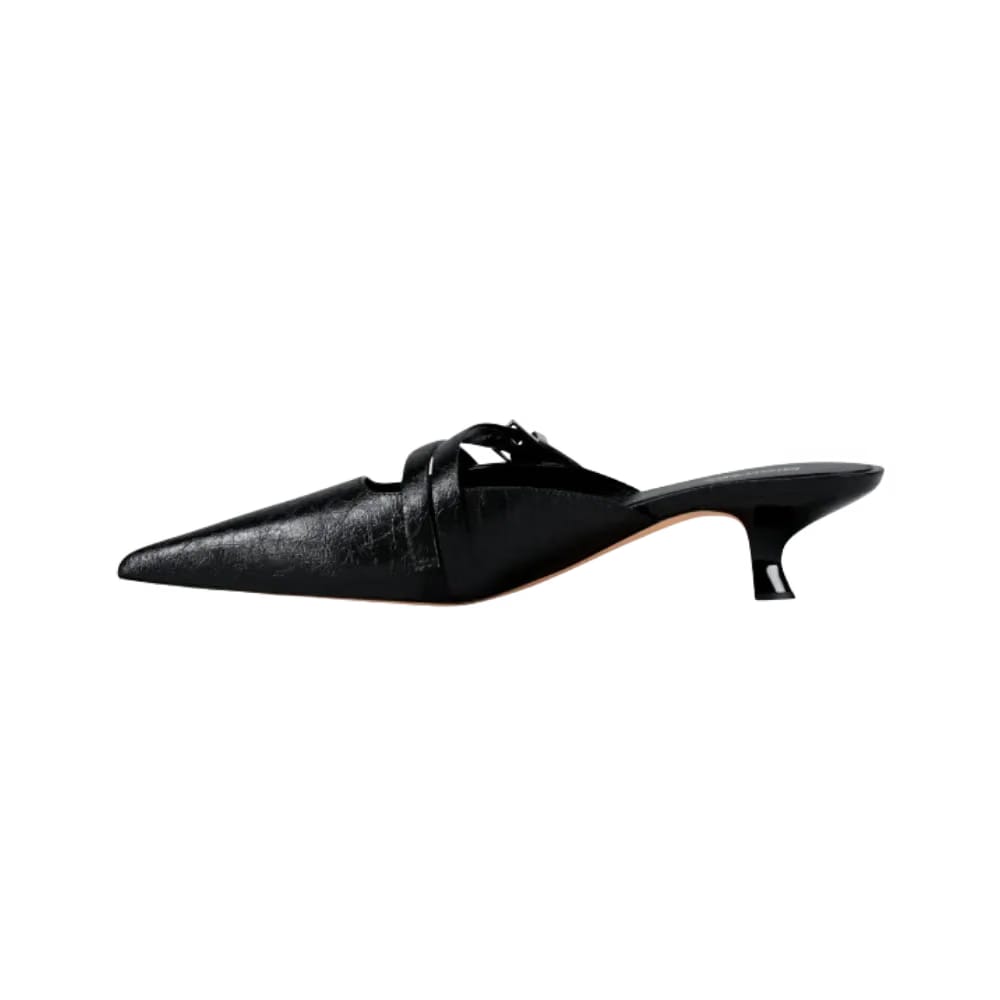 Michael Kors Yvette Crackled Kitten Mule Black