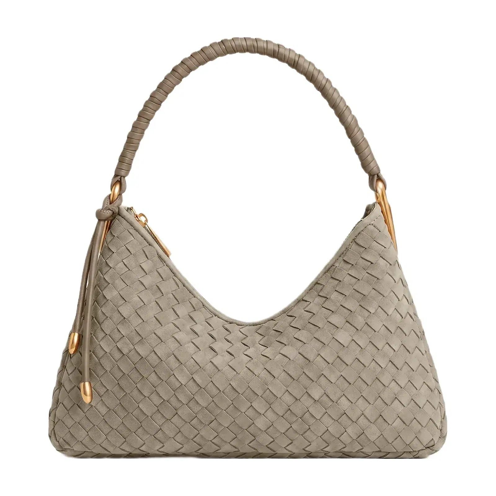 Jw Pei Lorena Woven Faux Suede Shoulder Bag Stone Taupe