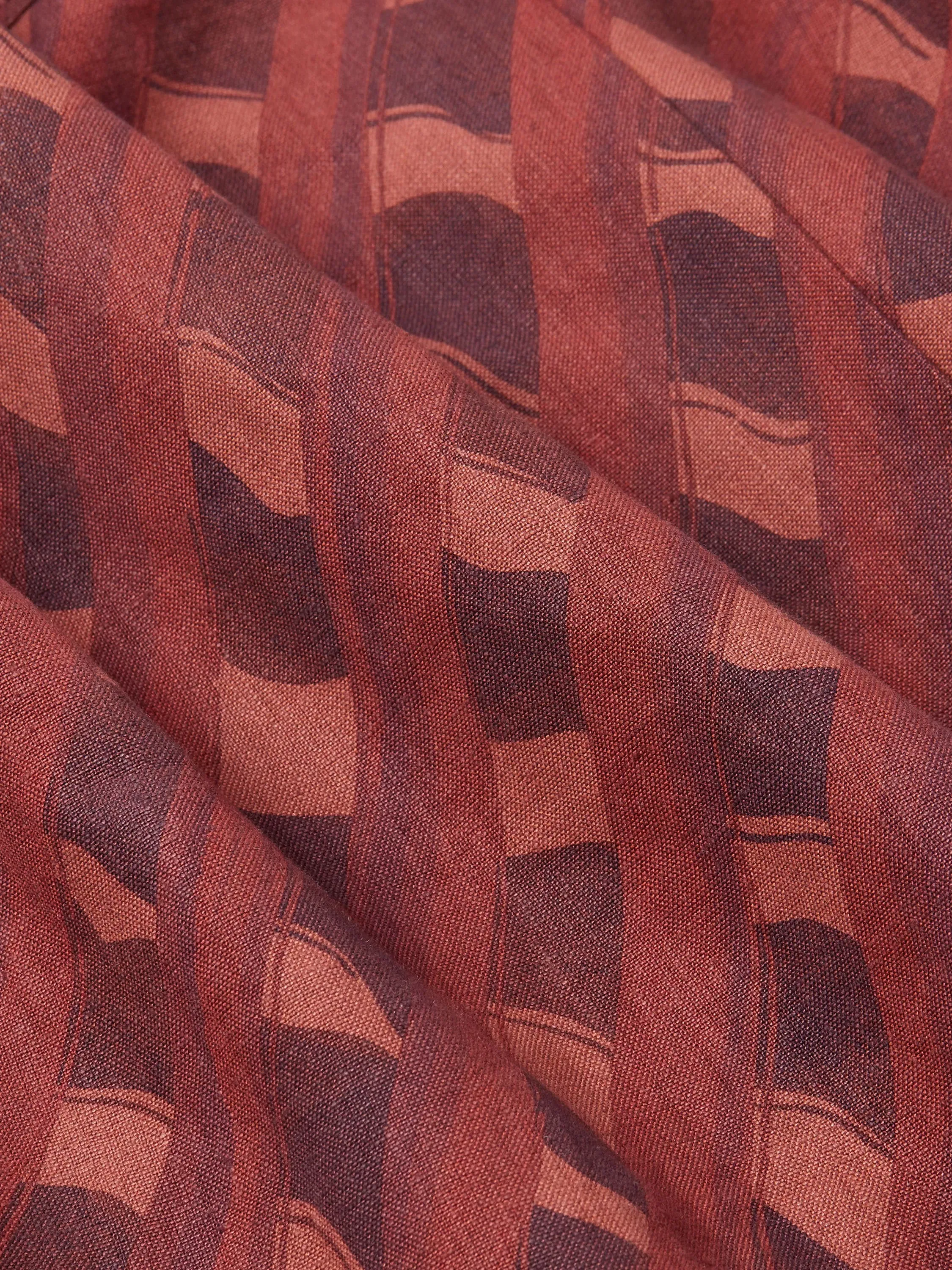 Zegna Dark Burgundy Oasi Net Print Linen Shirt