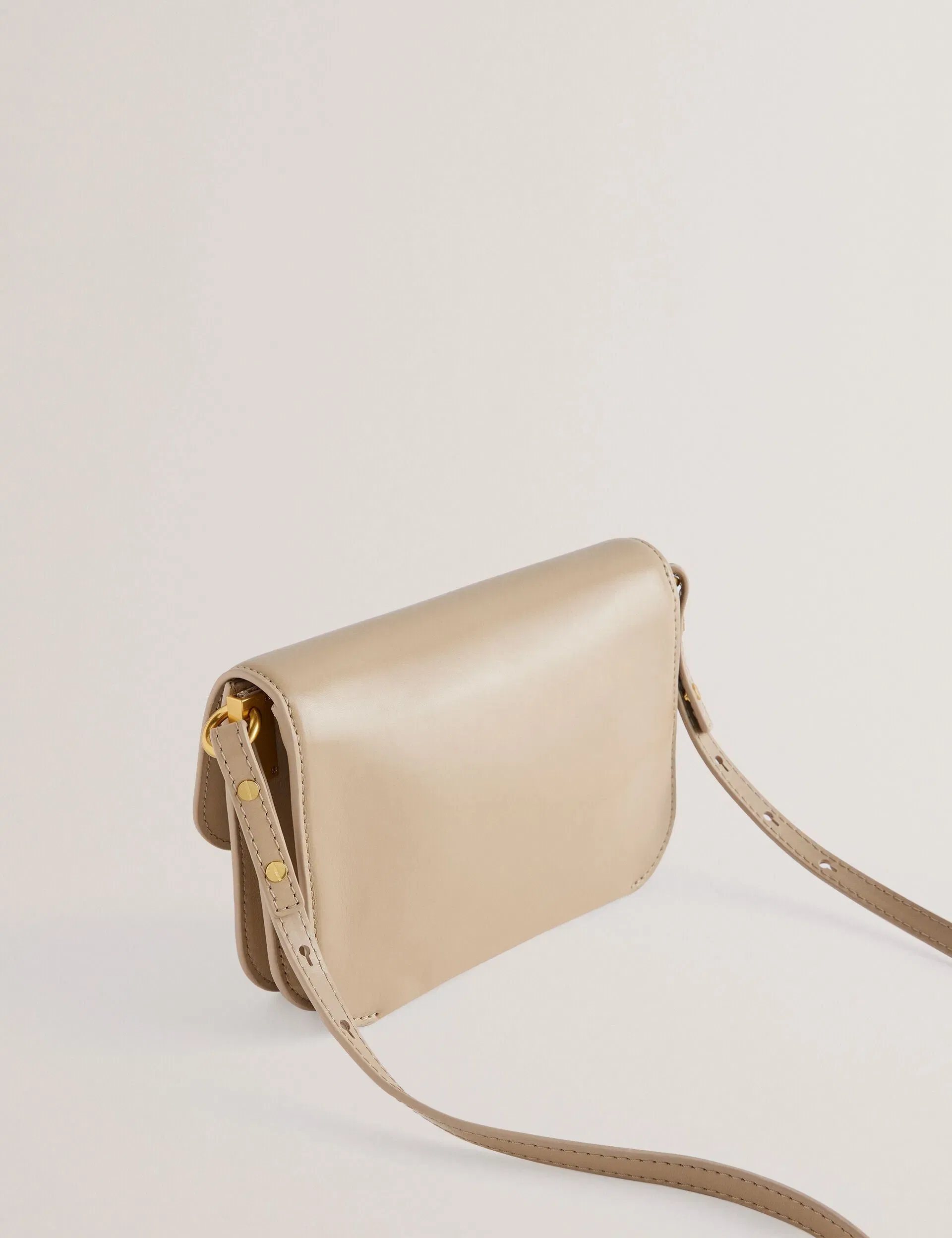 Ted Baker Kkaysa Leather Twist Lock Small Crossbody Bag Taupe Women's