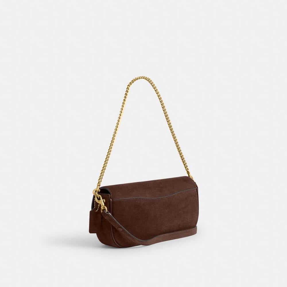 Coach Brook Flap Chain Bag Brass Dark Chocolate