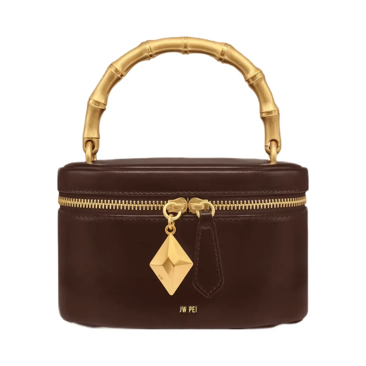 Jw Pei Natalie Metal Geometric Pendant Handle Bag Dark Brown