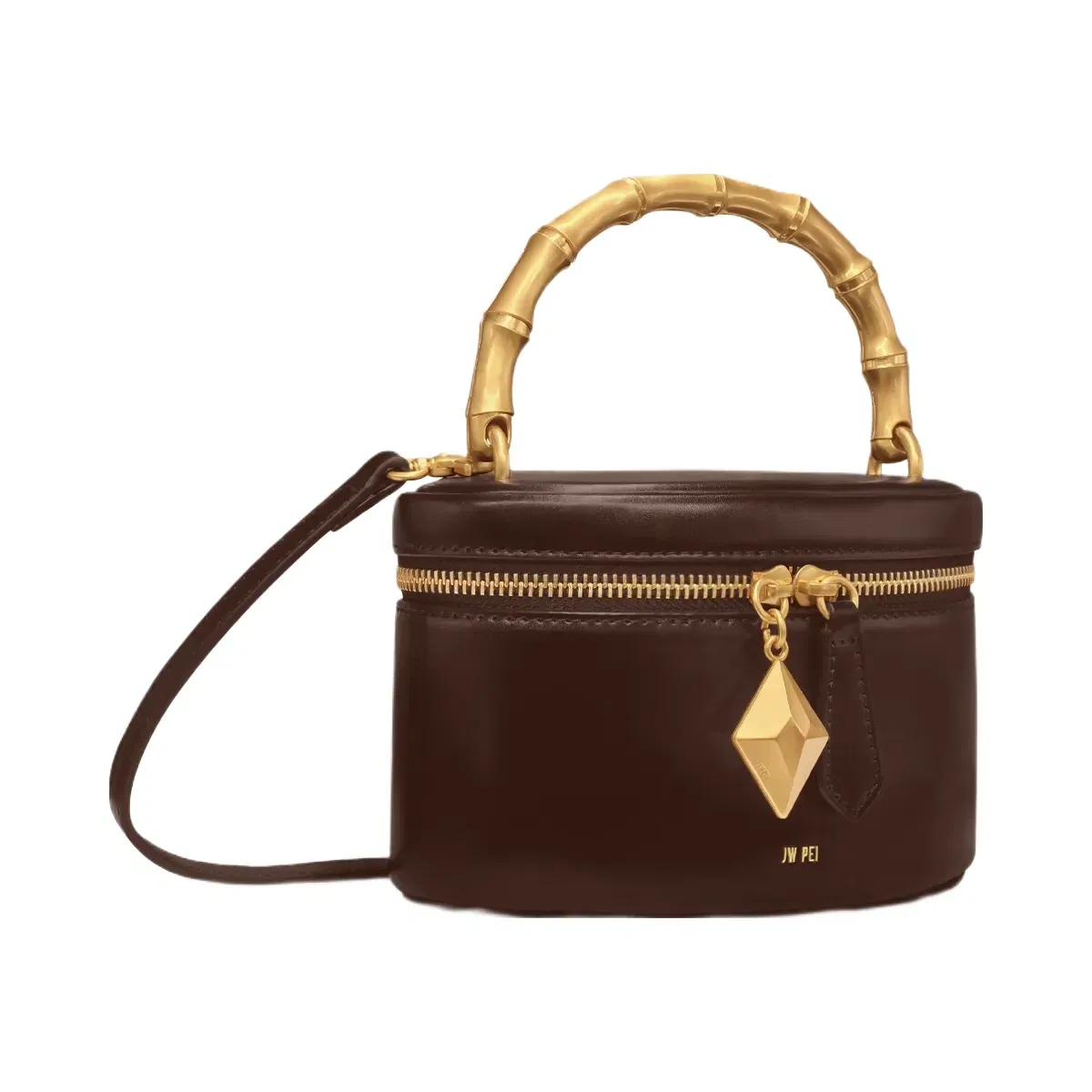Jw Pei Natalie Metal Geometric Pendant Handle Bag Dark Brown