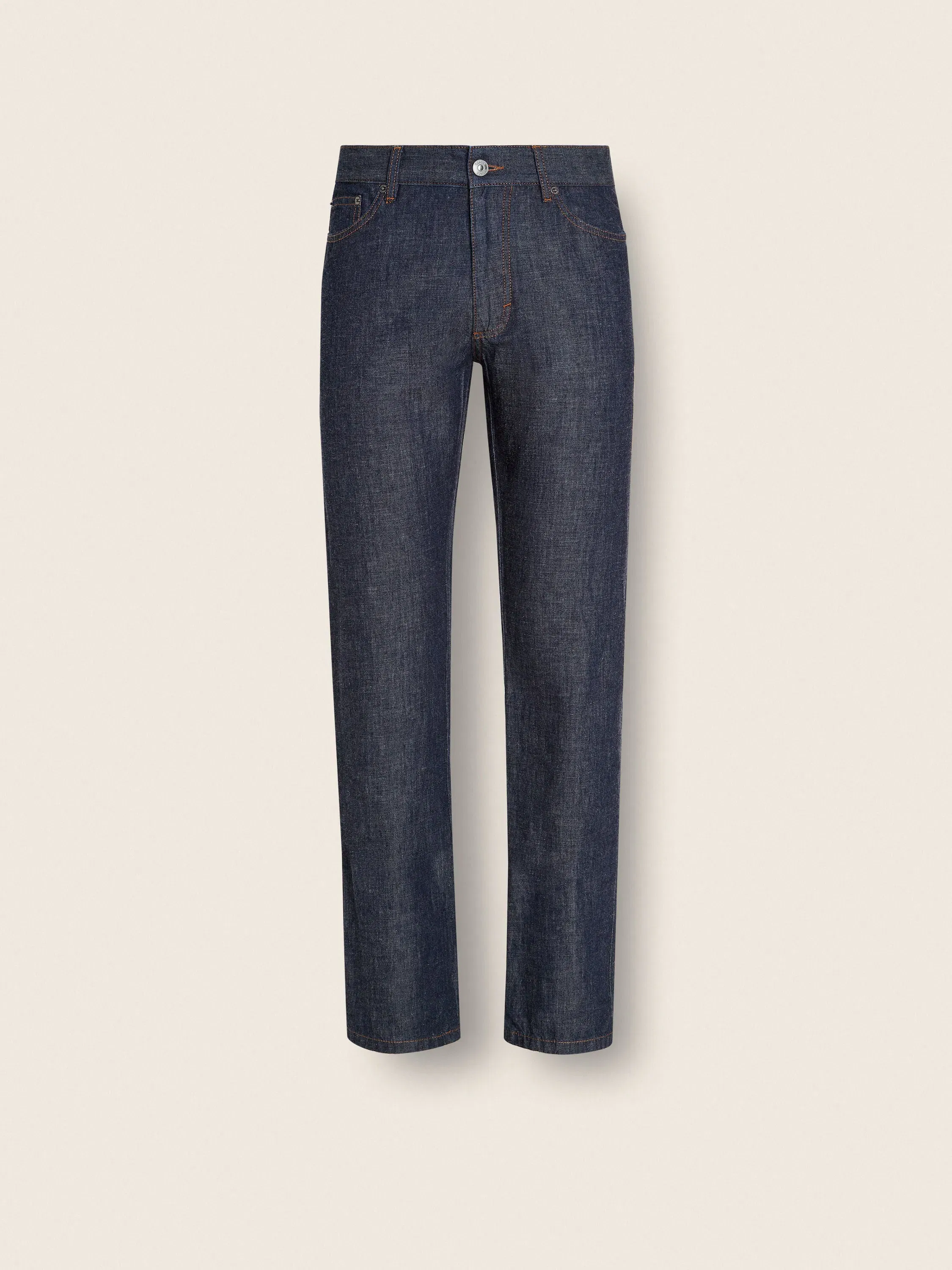 Zegna Dark Blue Rinse-Washed Cotton And Linen Roccia Jeans