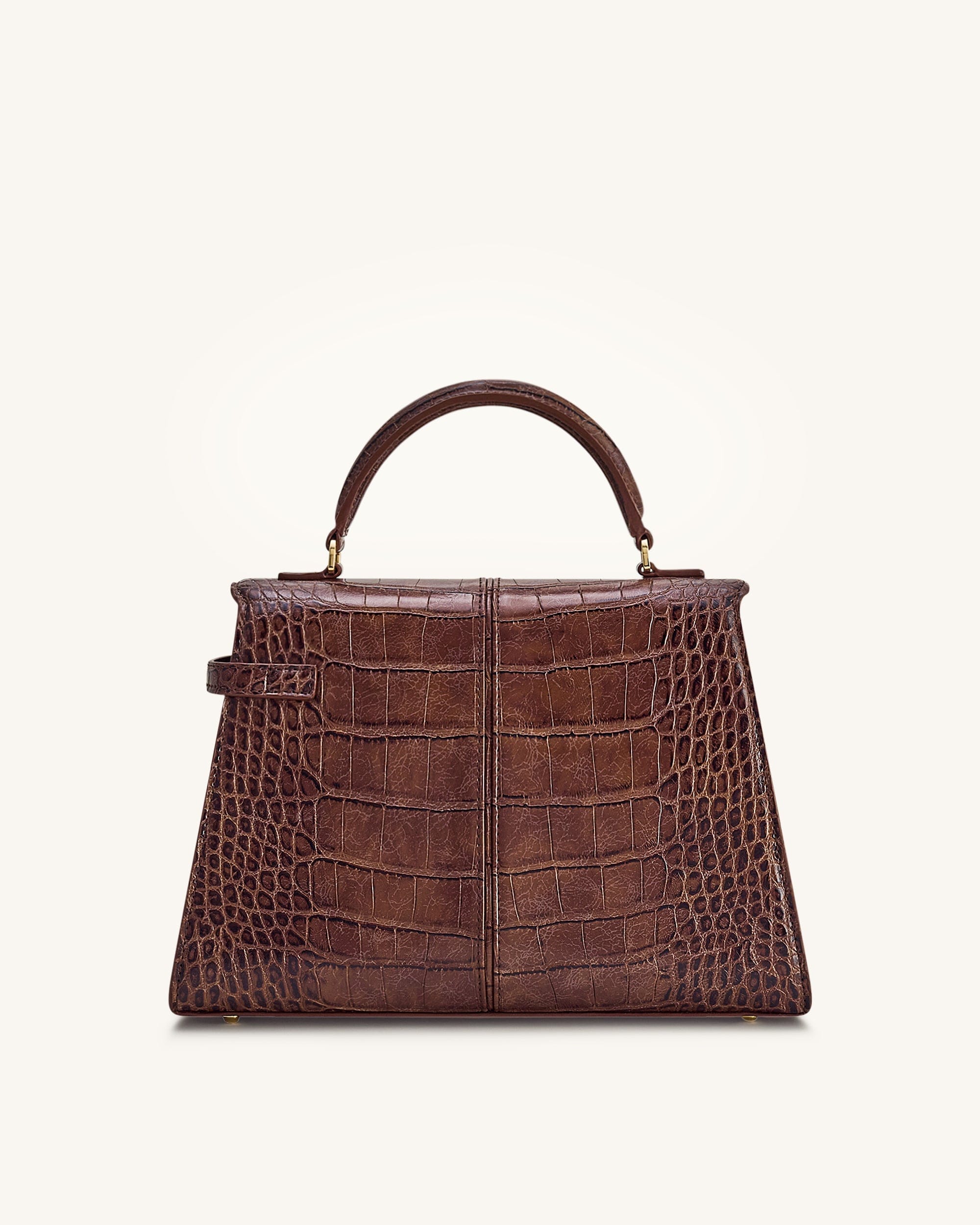 Jw Pei Elise Large Croc Embossed Top Handle Bag Chestnut Brown