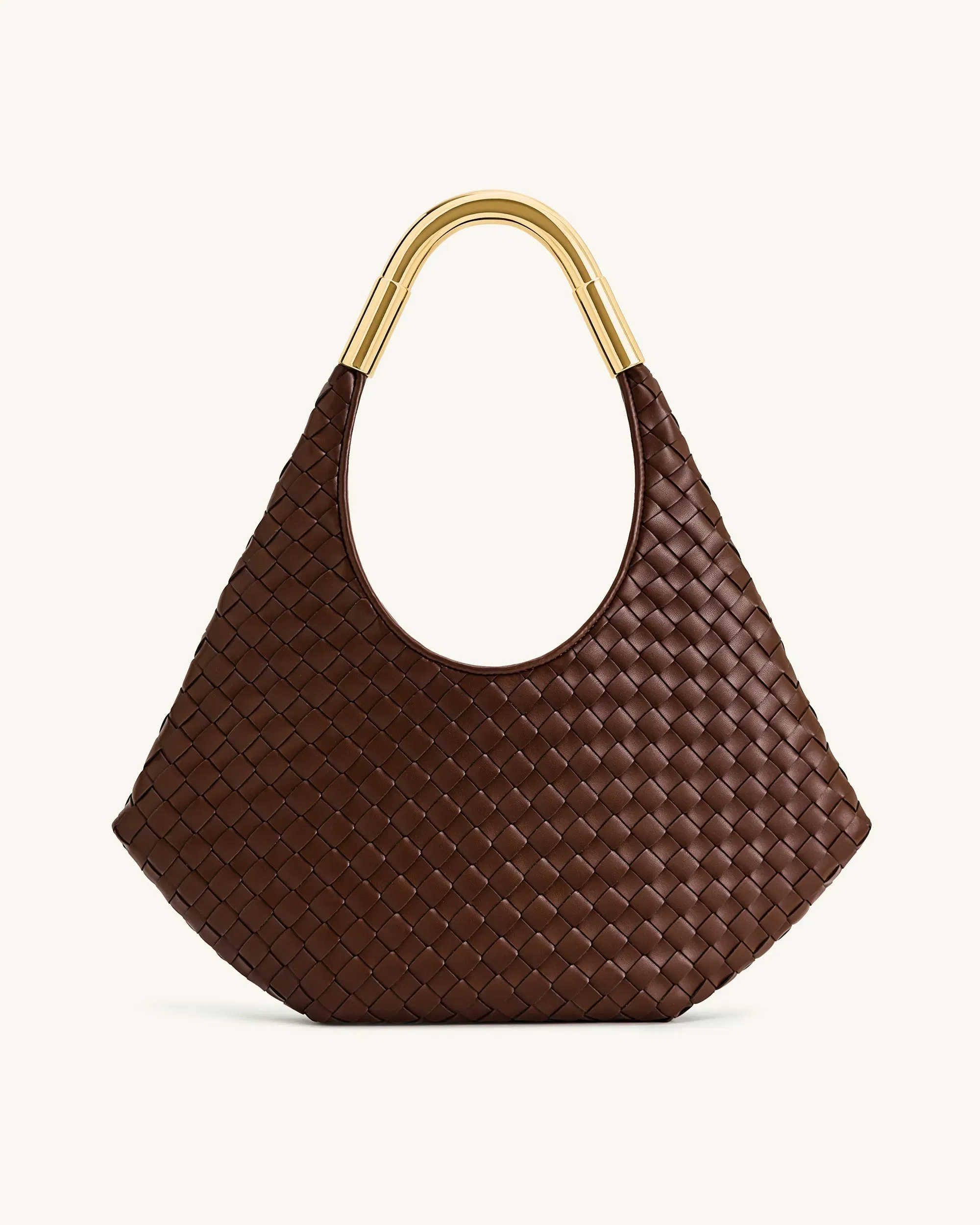 Jw Pei Olivia Hand Woven Metal Handle Hobo Bag Brown