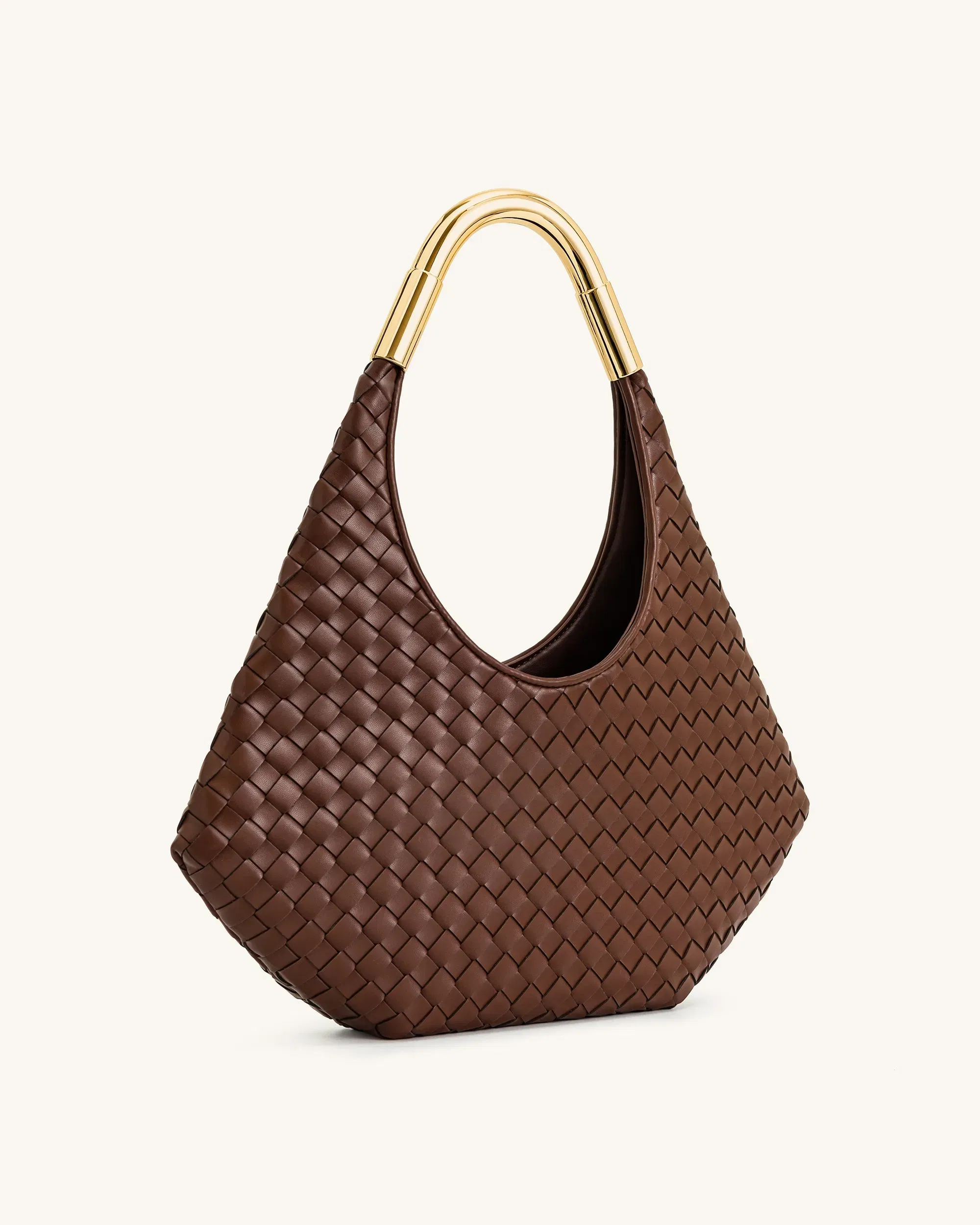 Jw Pei Olivia Hand Woven Metal Handle Hobo Bag Brown