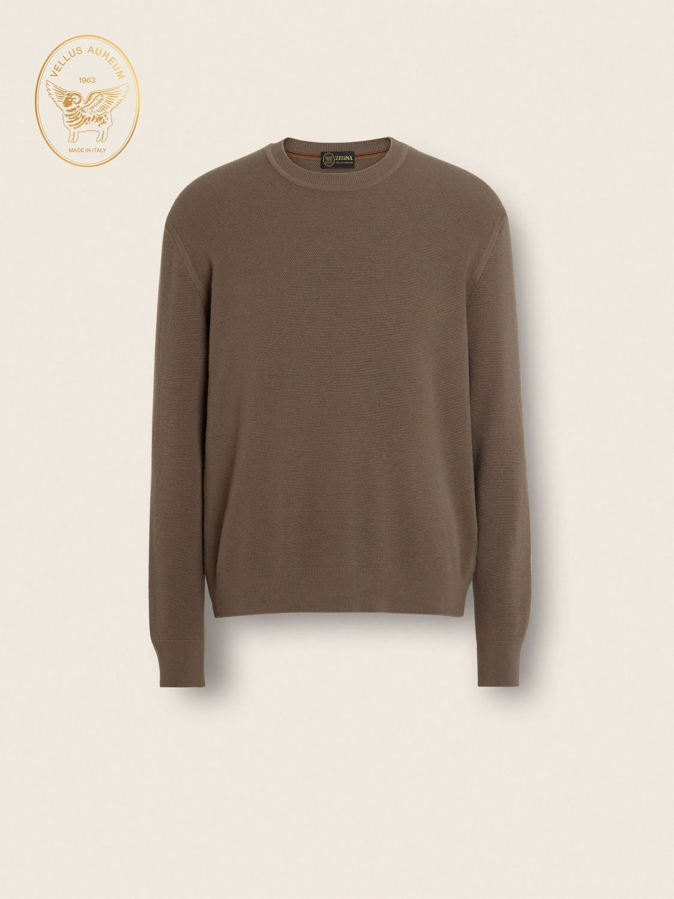 Zegna Dark Taupe Vellus Aureum Crewneck