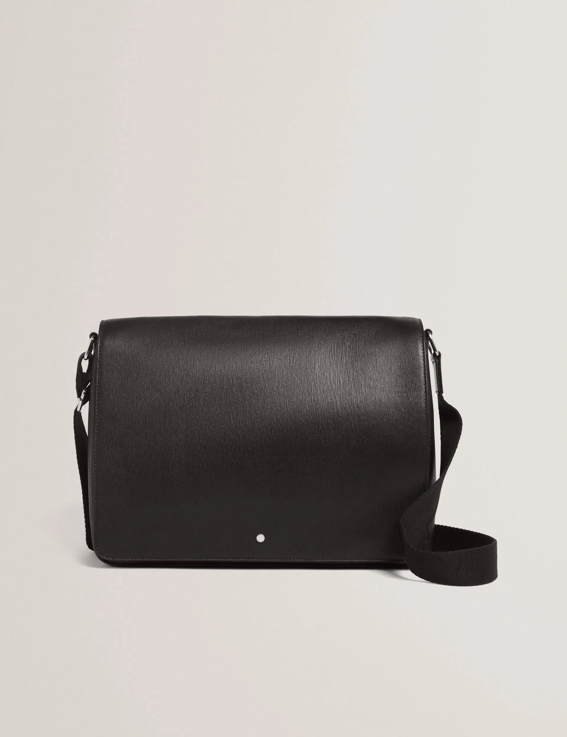 Ted Baker Barkly Bark Grained Leather Messenger Bag Black