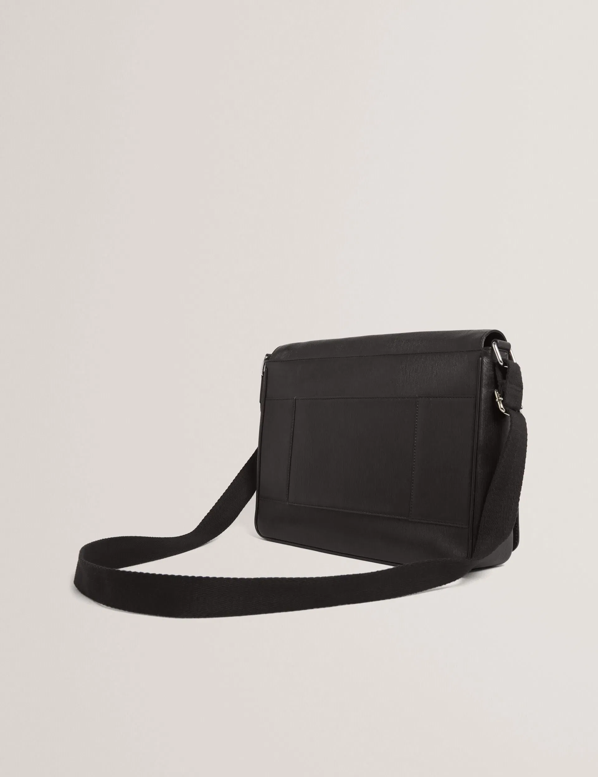 Ted Baker Barkly Bark Grained Leather Messenger Bag Black
