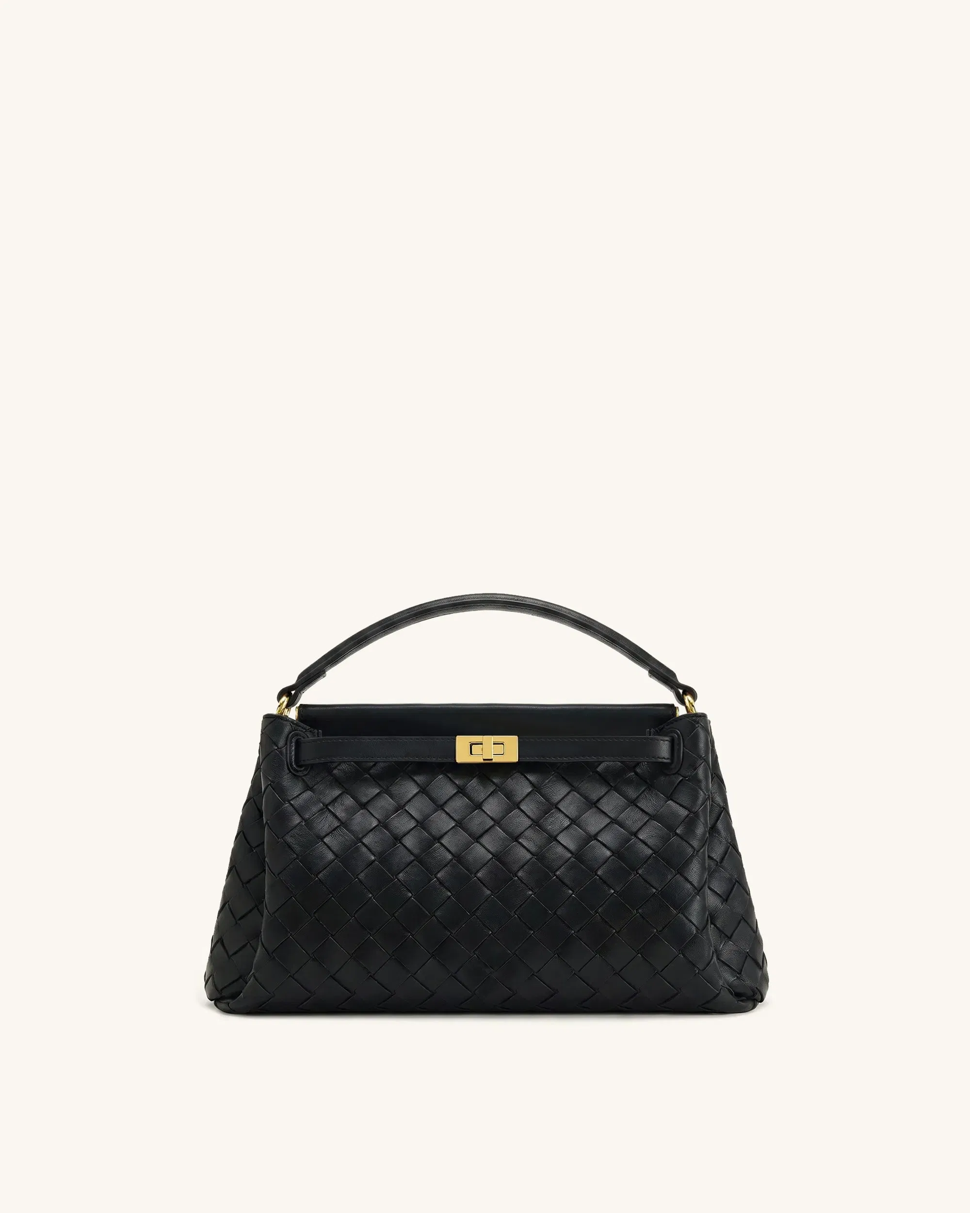 Jw Pei Carmen Woven Top Handle Bag Charcoal Black