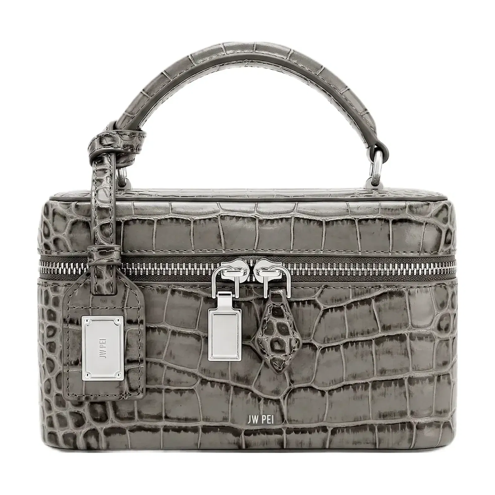 Jw Pei Cleo Box Shape Top Handle Bag Grey Croc