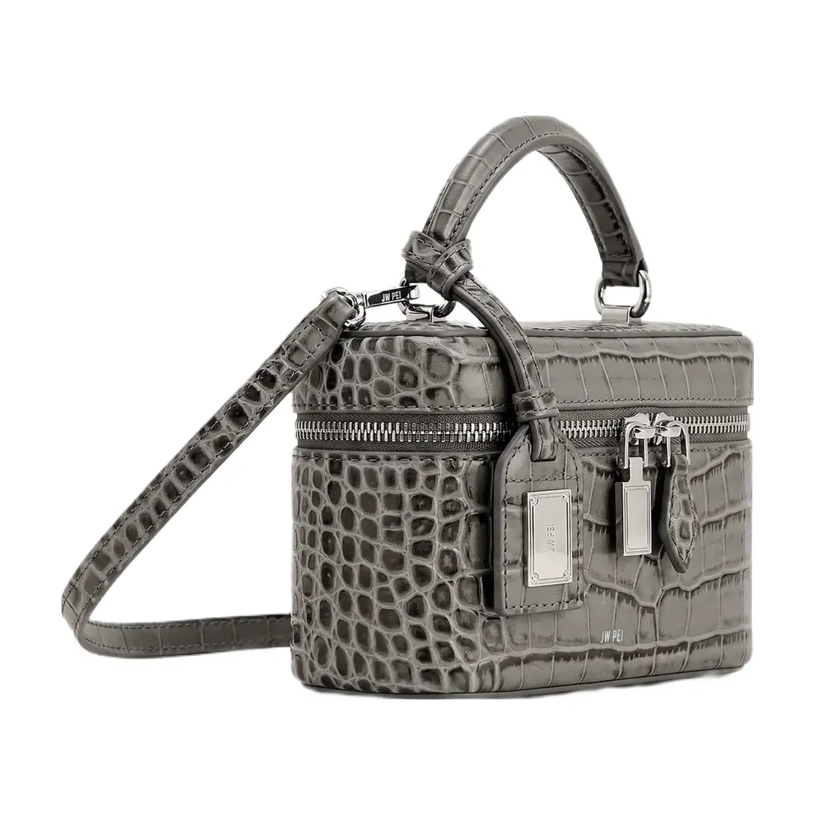 Jw Pei Cleo Box Shape Top Handle Bag Grey Croc