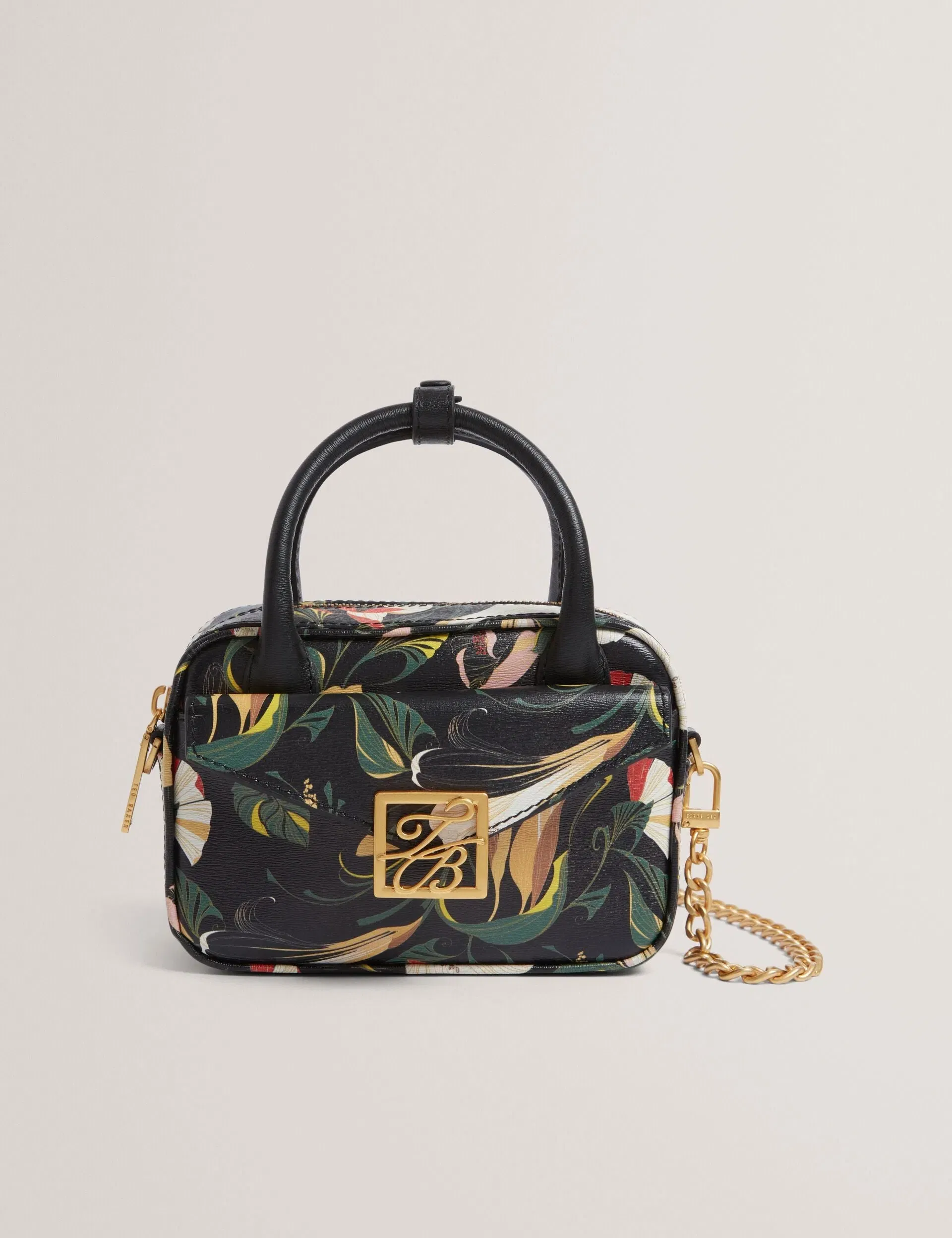 Ted Baker Anisso Botanical Print Mini Leather Camera Bag Black Women's