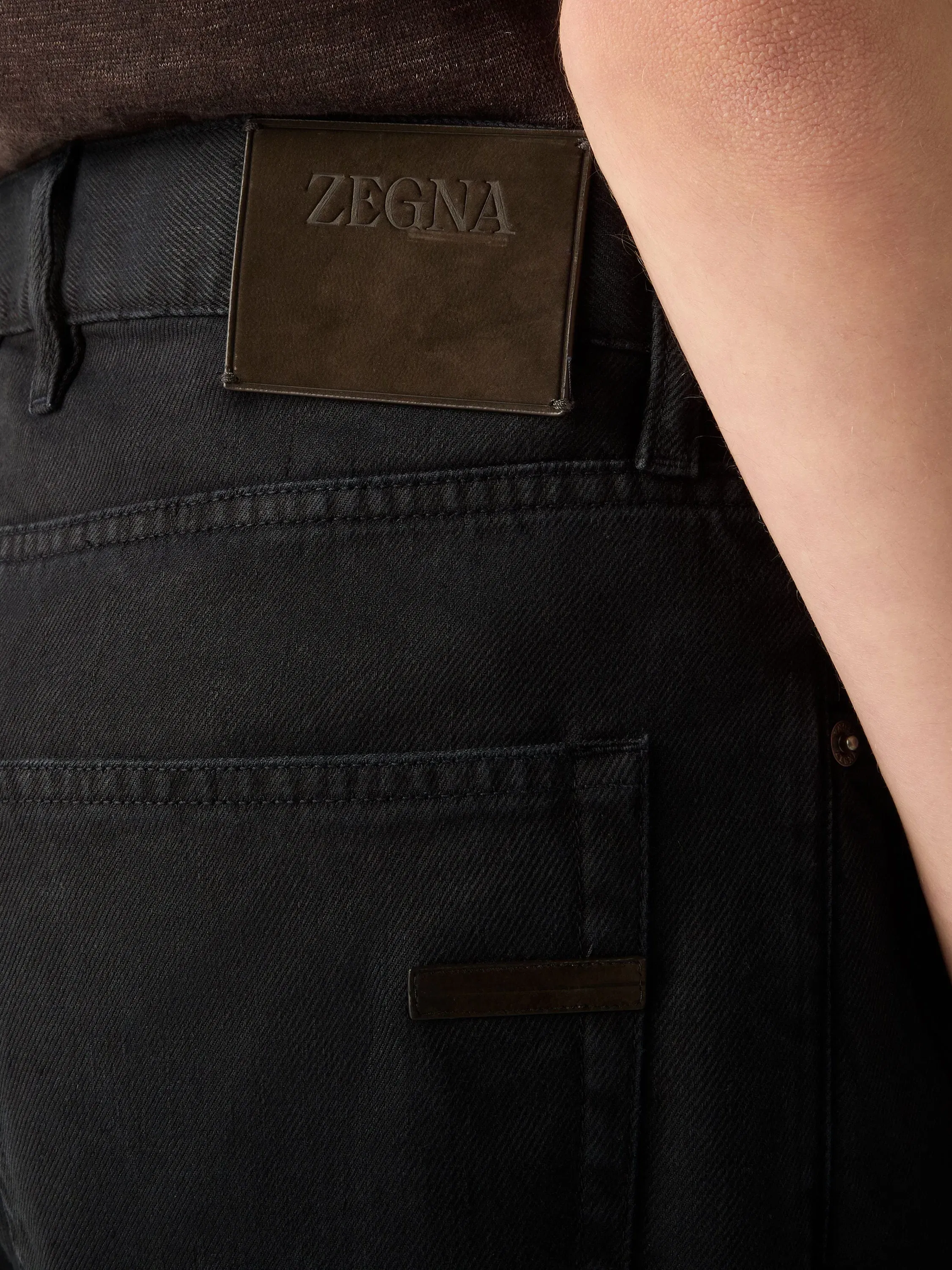 Zegna Navy Blue Stretch Cotton And Linen Roccia Pants