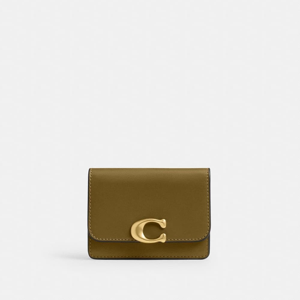 Coach Bandit Card Case Brass Muted Olive