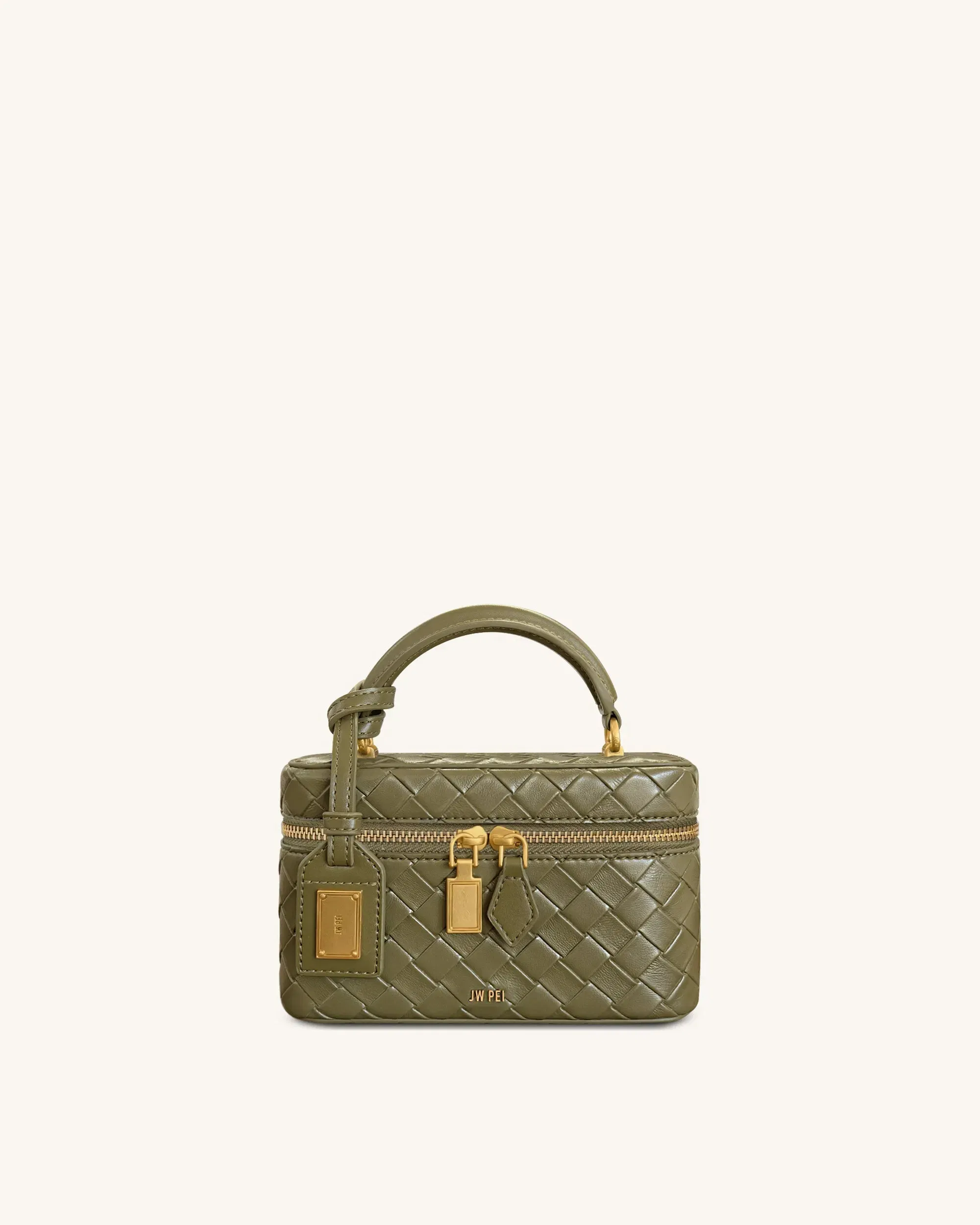 Jw Pei Cleo Woven Texture Box Shape Top Handle Bag Olive Green