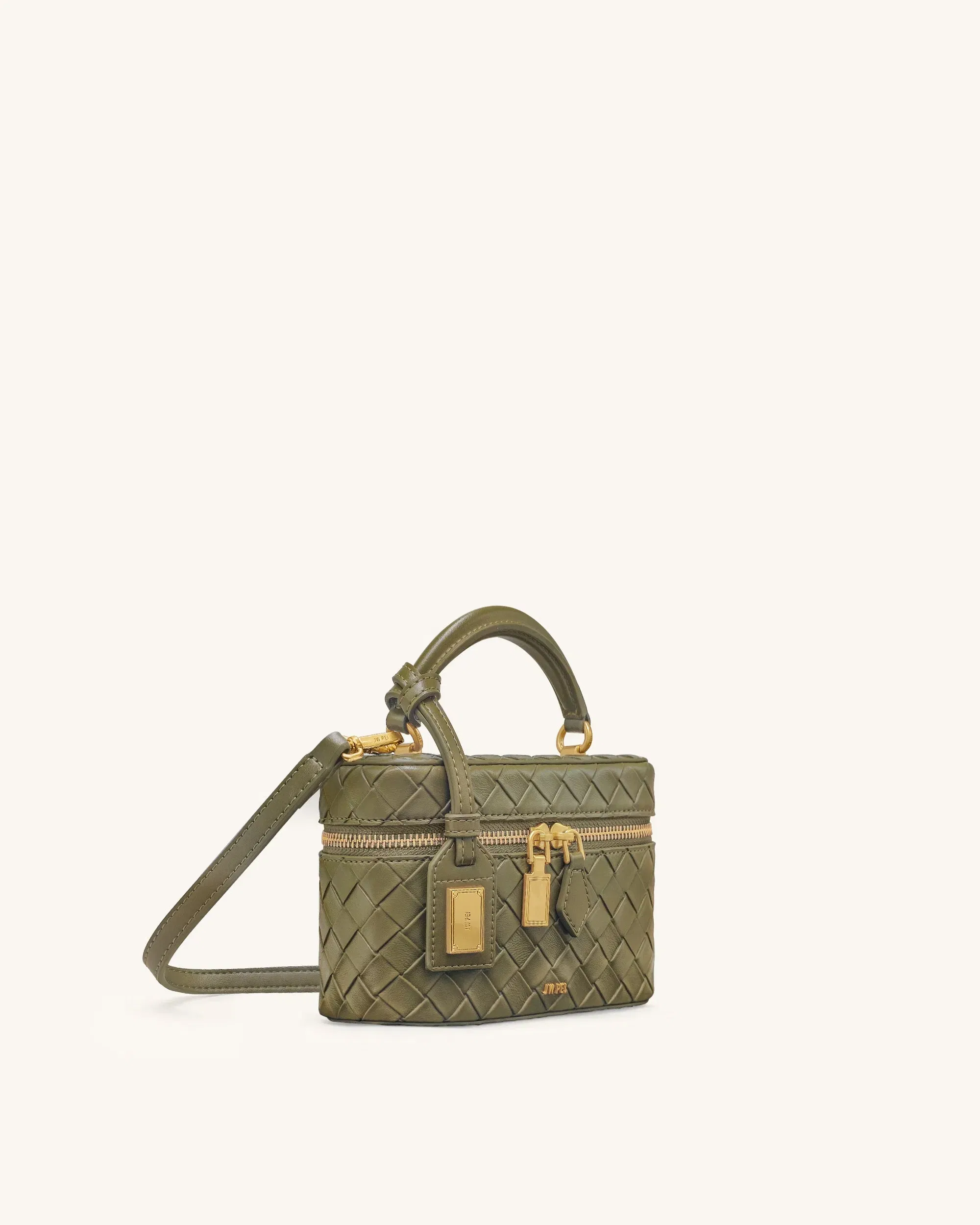 Jw Pei Cleo Woven Texture Box Shape Top Handle Bag Olive Green