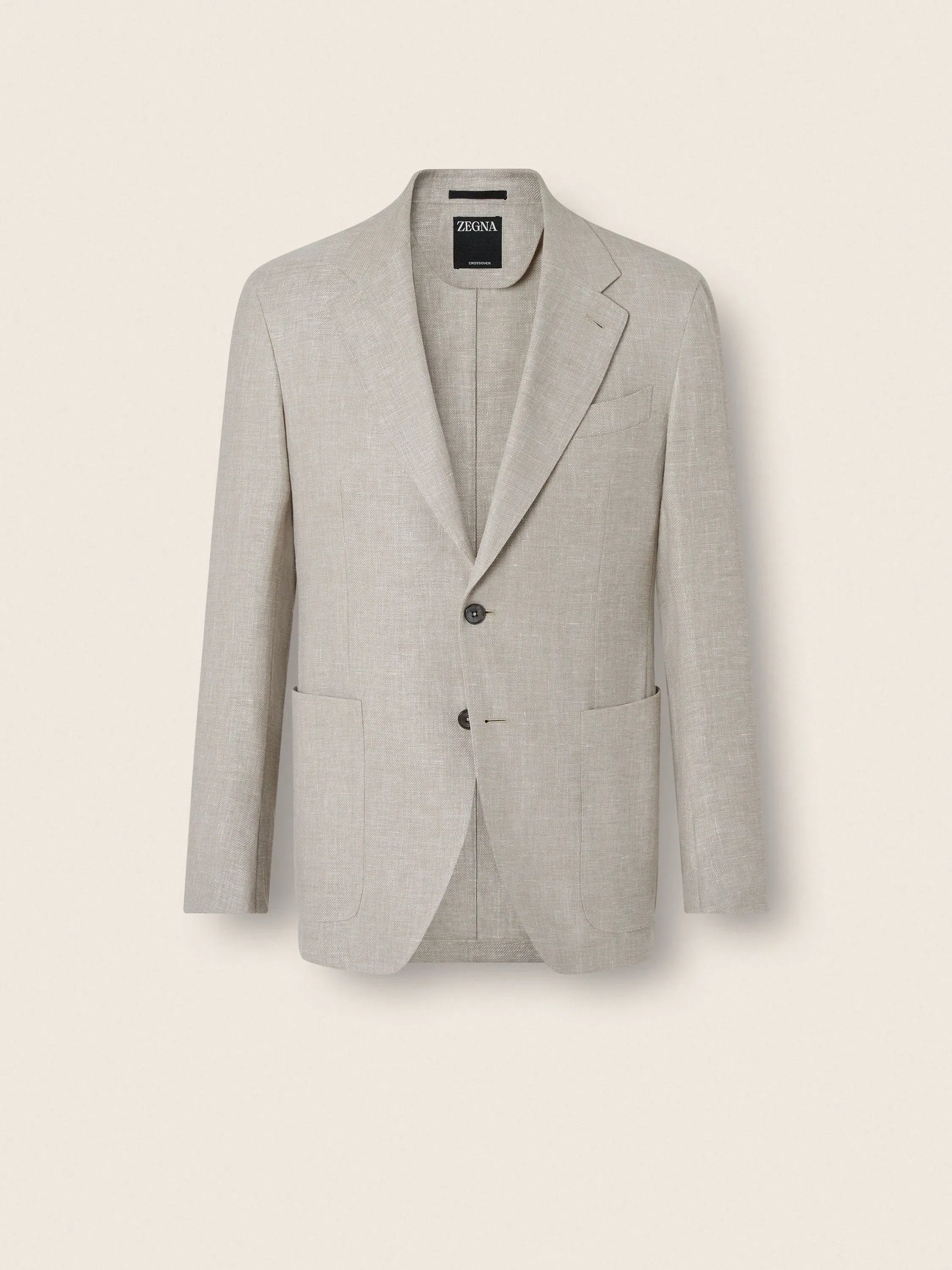 Zegna Light Beige Crossover Wool Linen And Silk Jacket