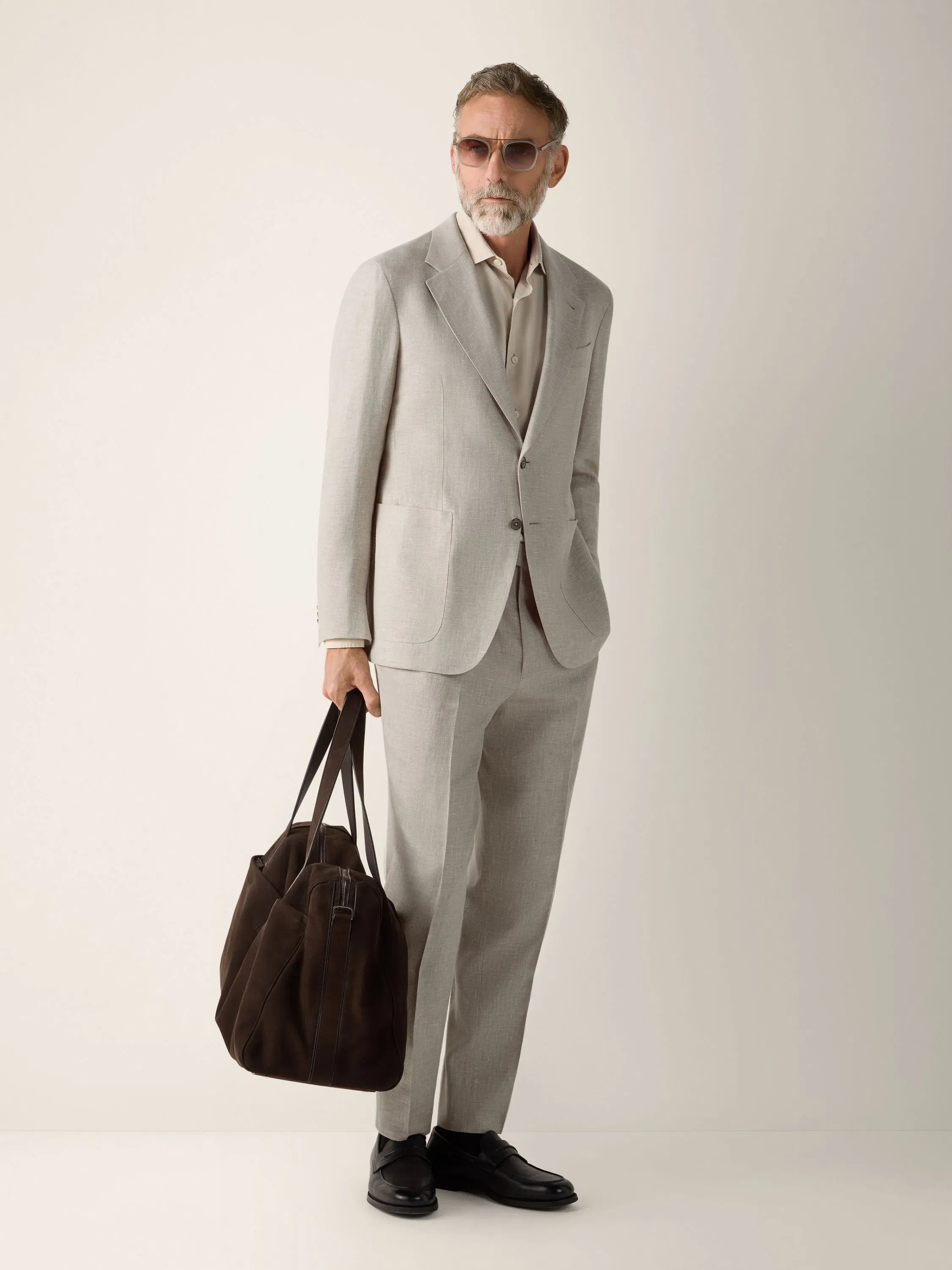Zegna Light Beige Crossover Wool Linen And Silk Jacket