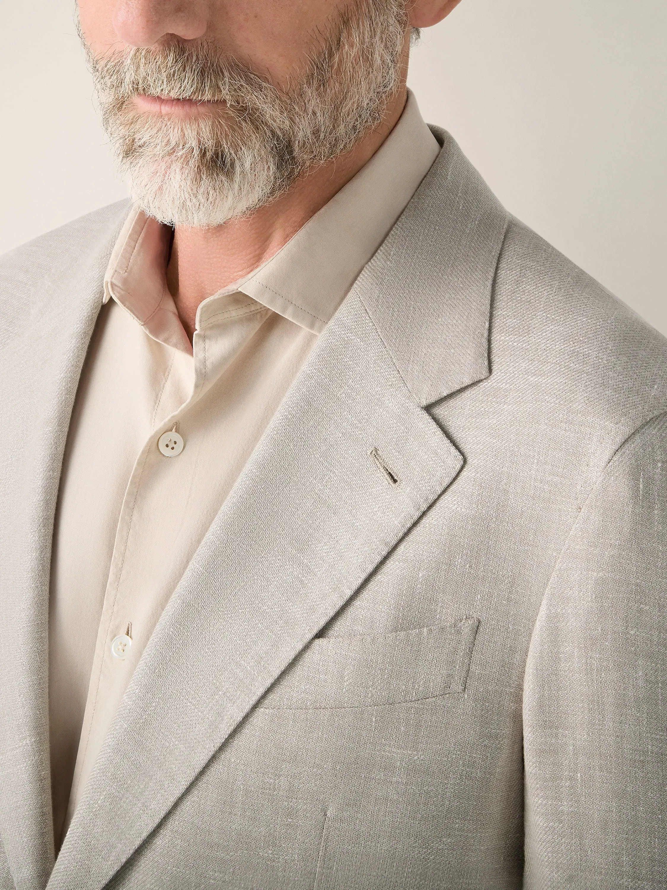 Zegna Light Beige Crossover Wool Linen And Silk Jacket