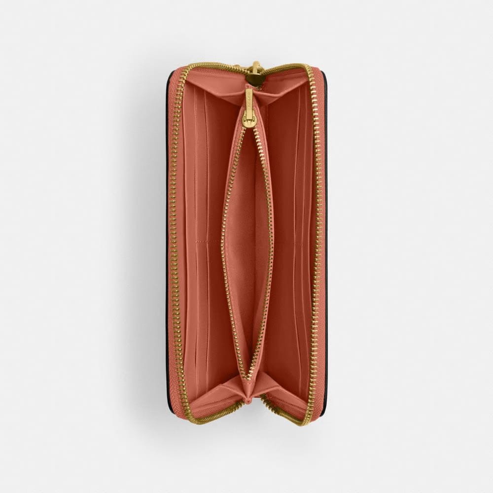 Coach Essential Slim Accordion Zip Wallet Brass Dark Peach