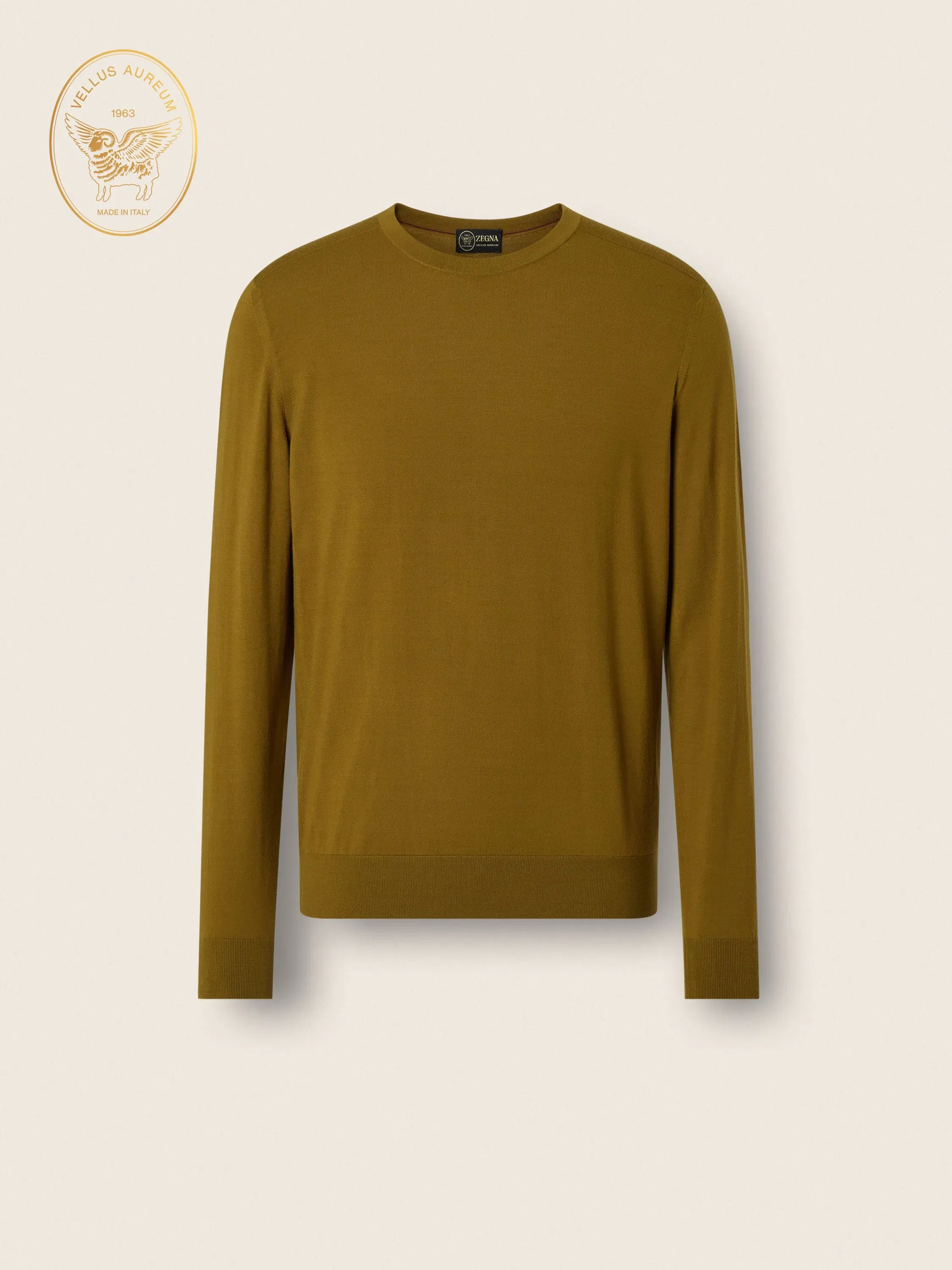 Zegna Olive Green Vellus Aureum Crewneck