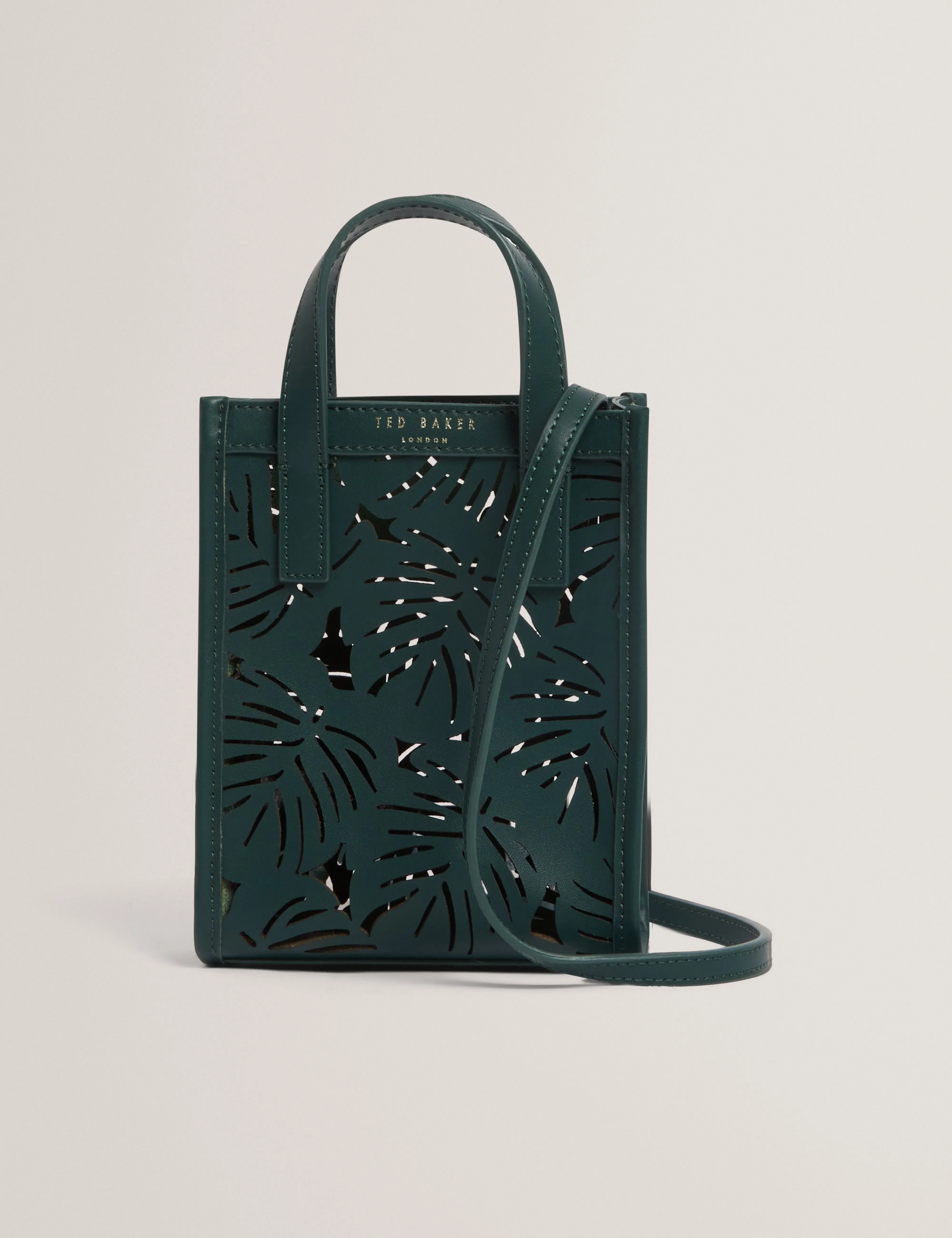Ted Baker Leeora Leaf Cut Out Mini Leather Tote Bag Green Women's
