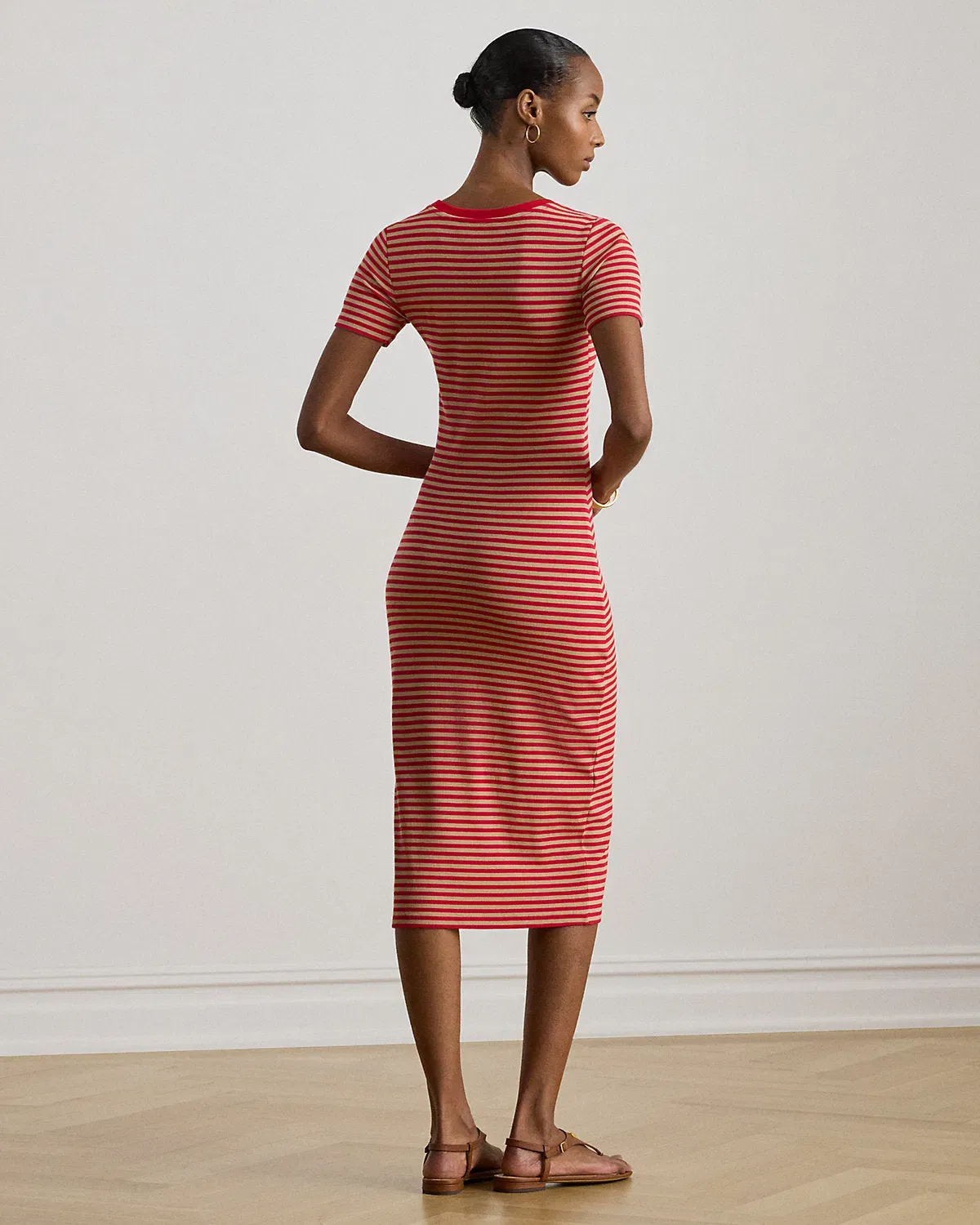 Ralph Lauren Striped CottonBlend Ribbed T-Shirt Dress