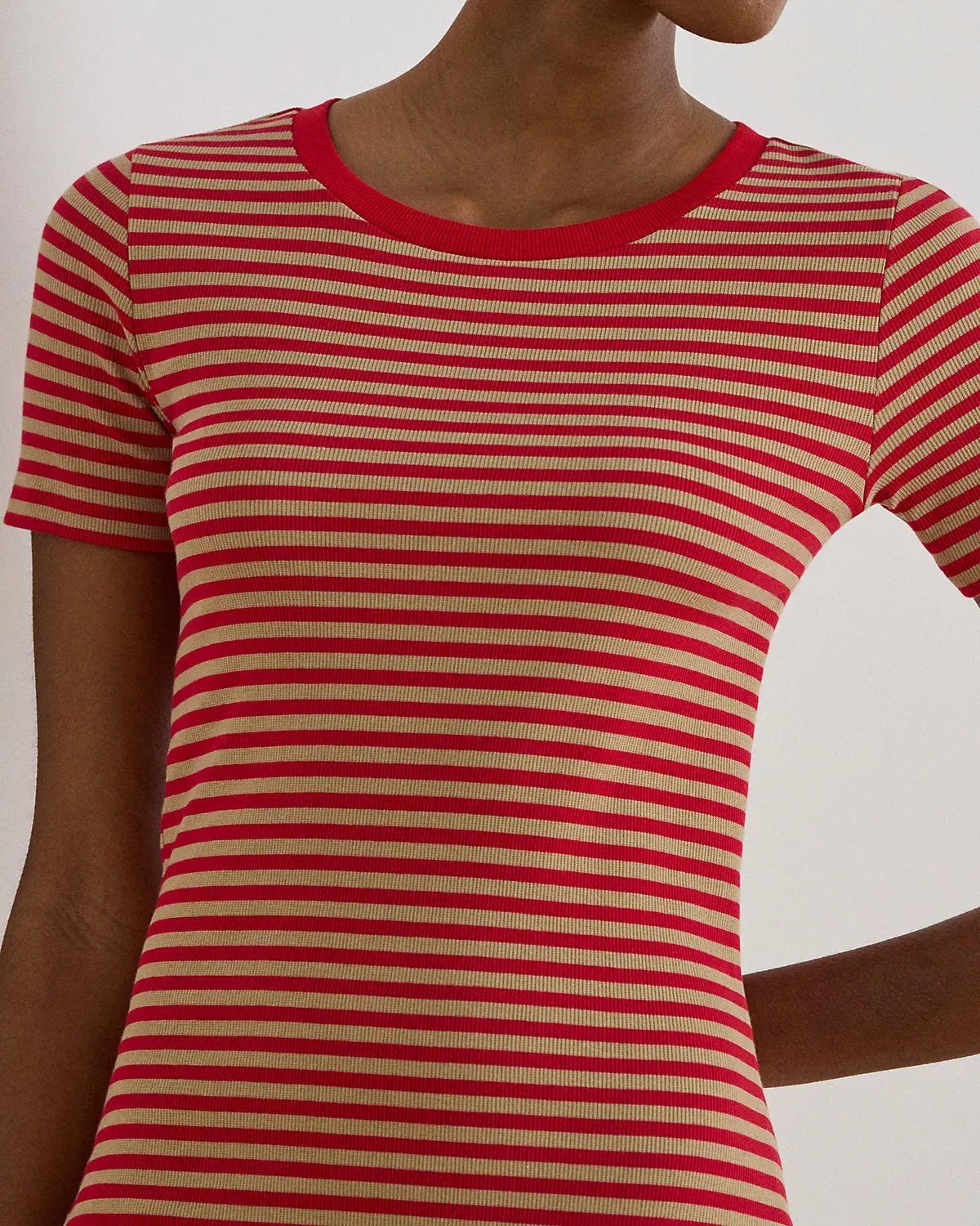 Ralph Lauren Striped CottonBlend Ribbed T-Shirt Dress