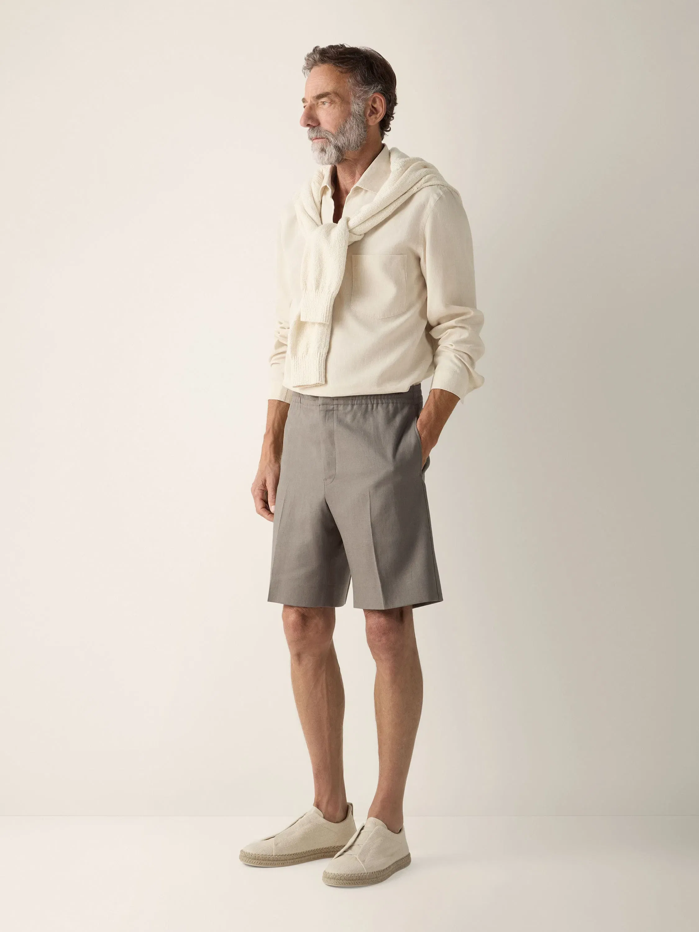 Zegna Dark Taupe Oasi Lino Shorts