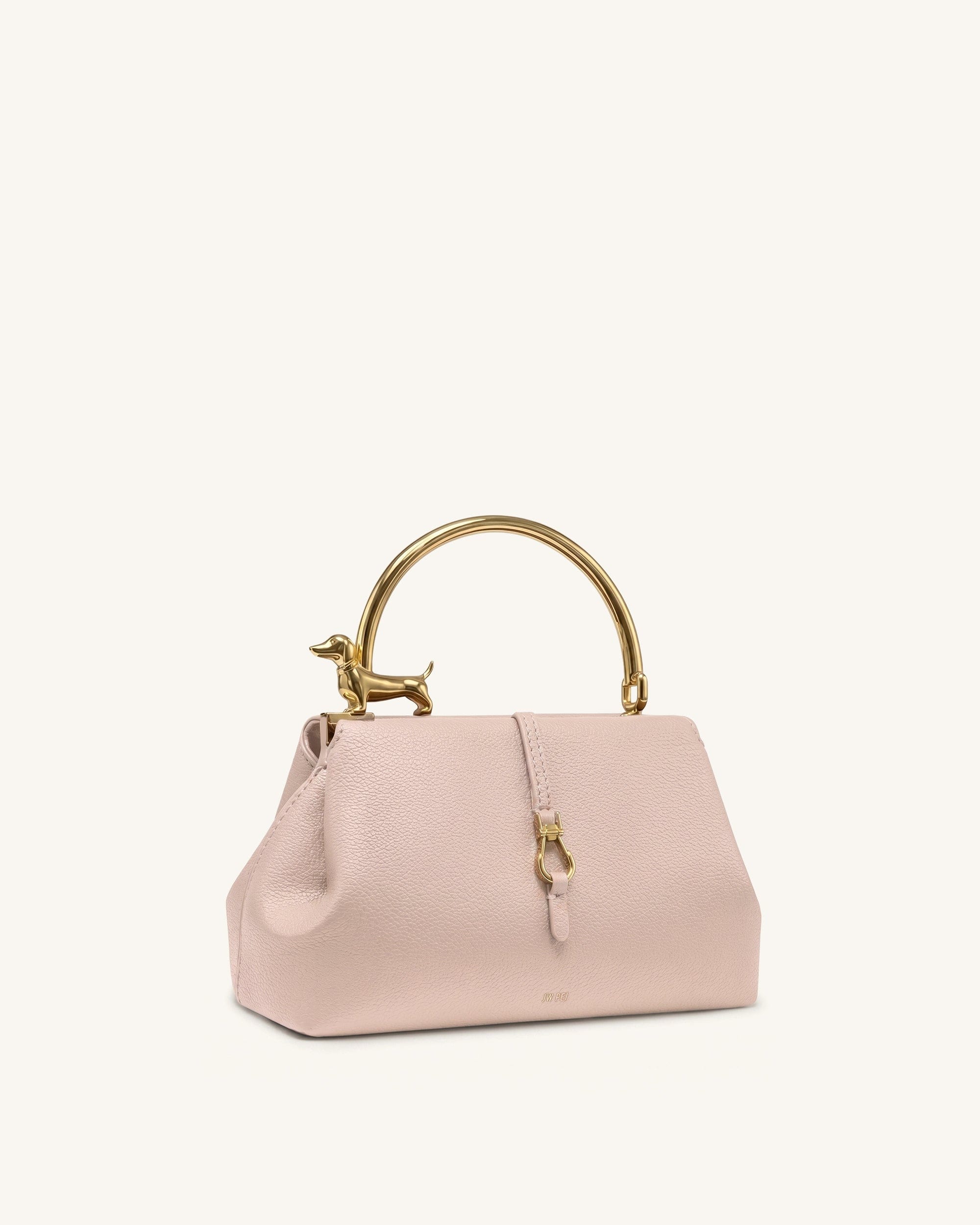 Jw Pei Bruna Dachshund Metal Handle Top Handle Bag Light Pink