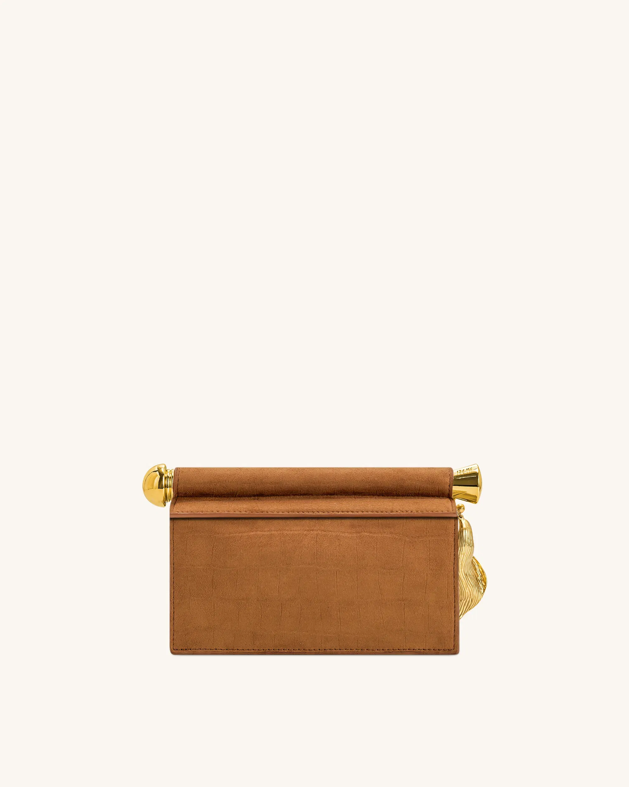 Jw Pei Holly Faux Suede Metal Pendant Embellished Clutch Brown