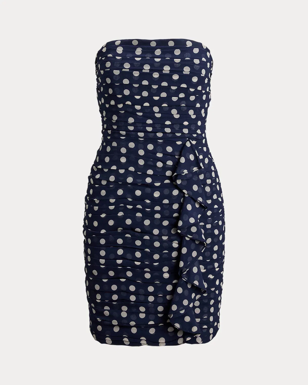 Ralph Lauren PolkaDot Ruched Cocktail Dress