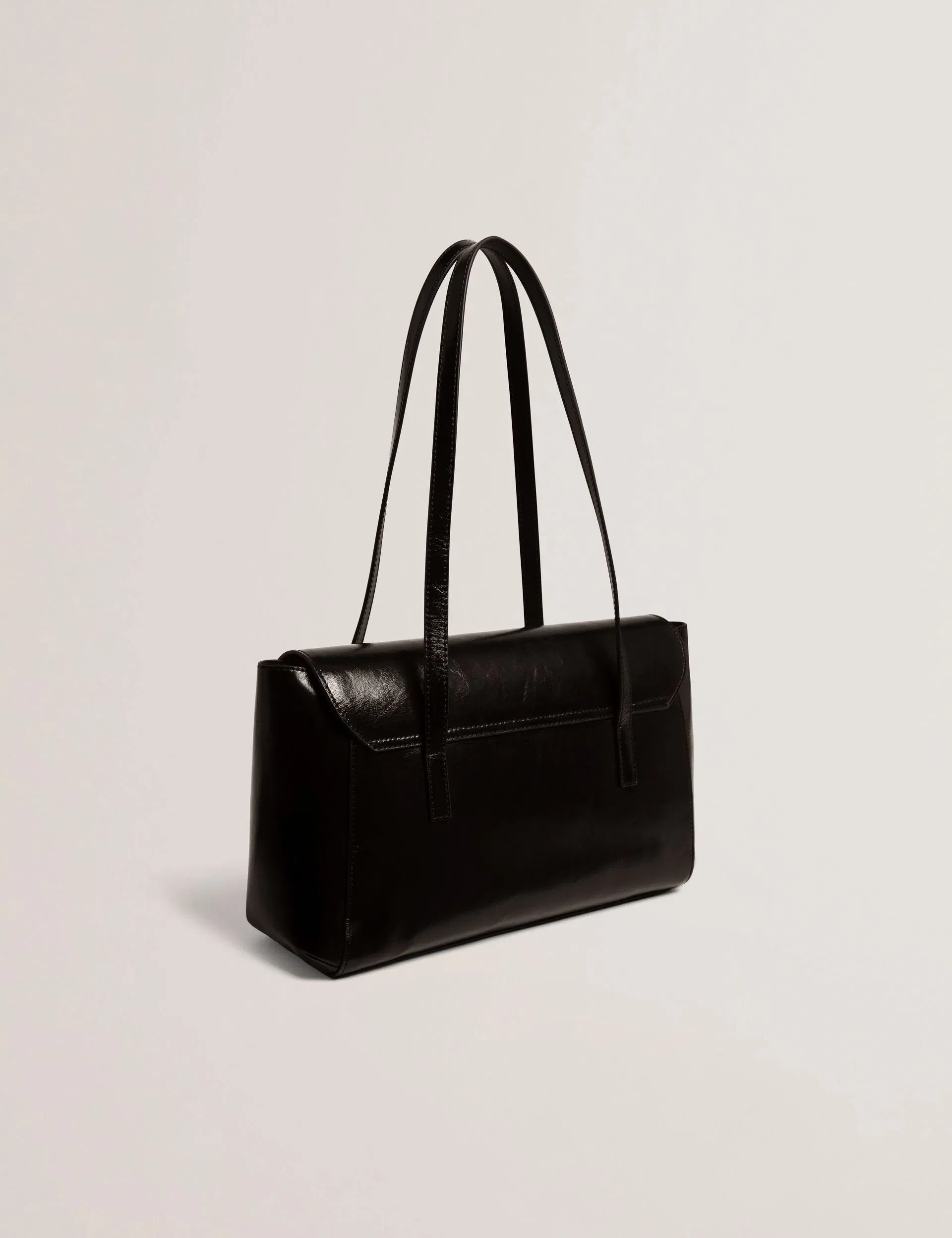 Ted Baker Kkamy Twist Lock Crinkled Leather Baguette Bag Black Women's