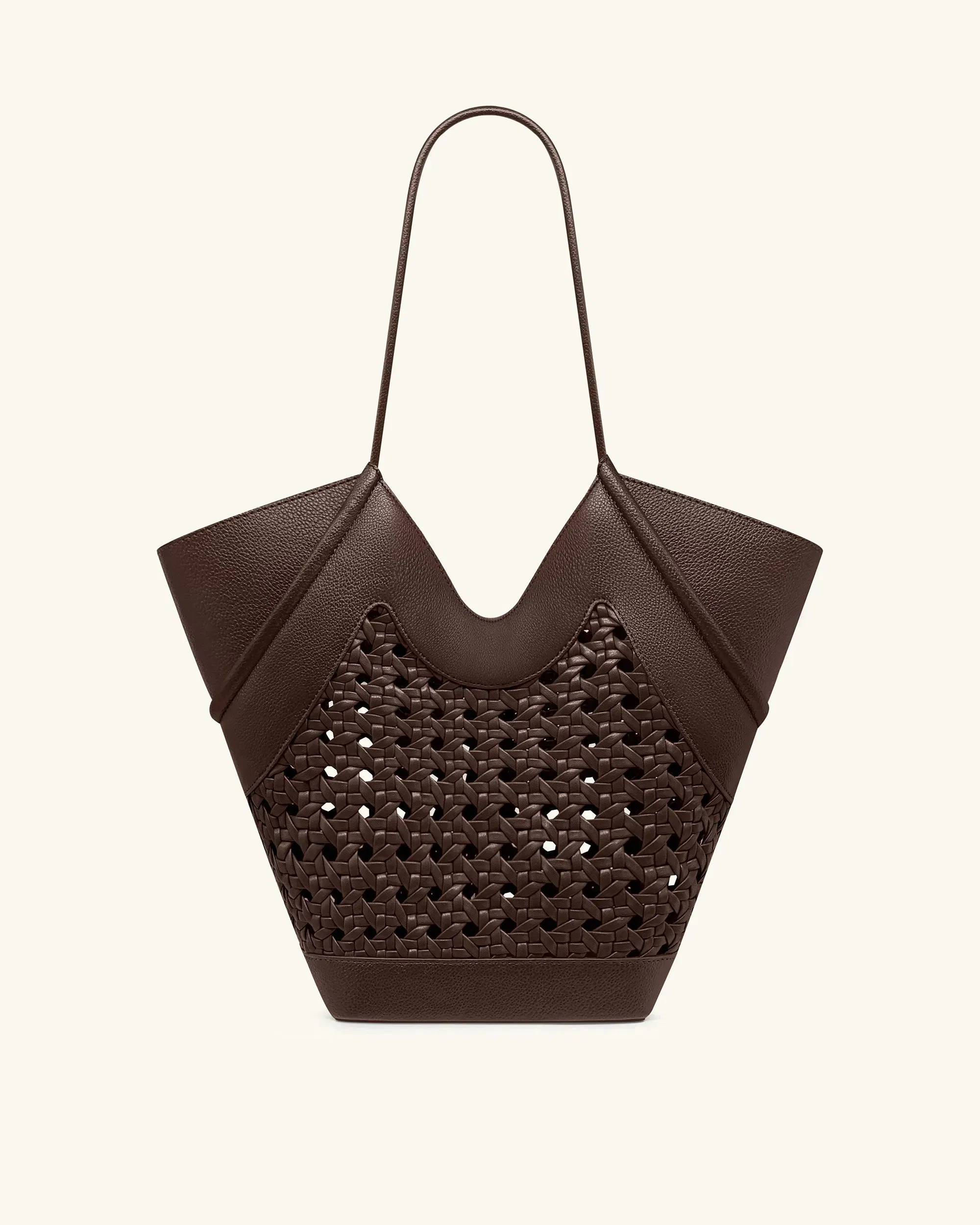 Jw Pei Maribel Woven Panel Tote Bag Dark Brown