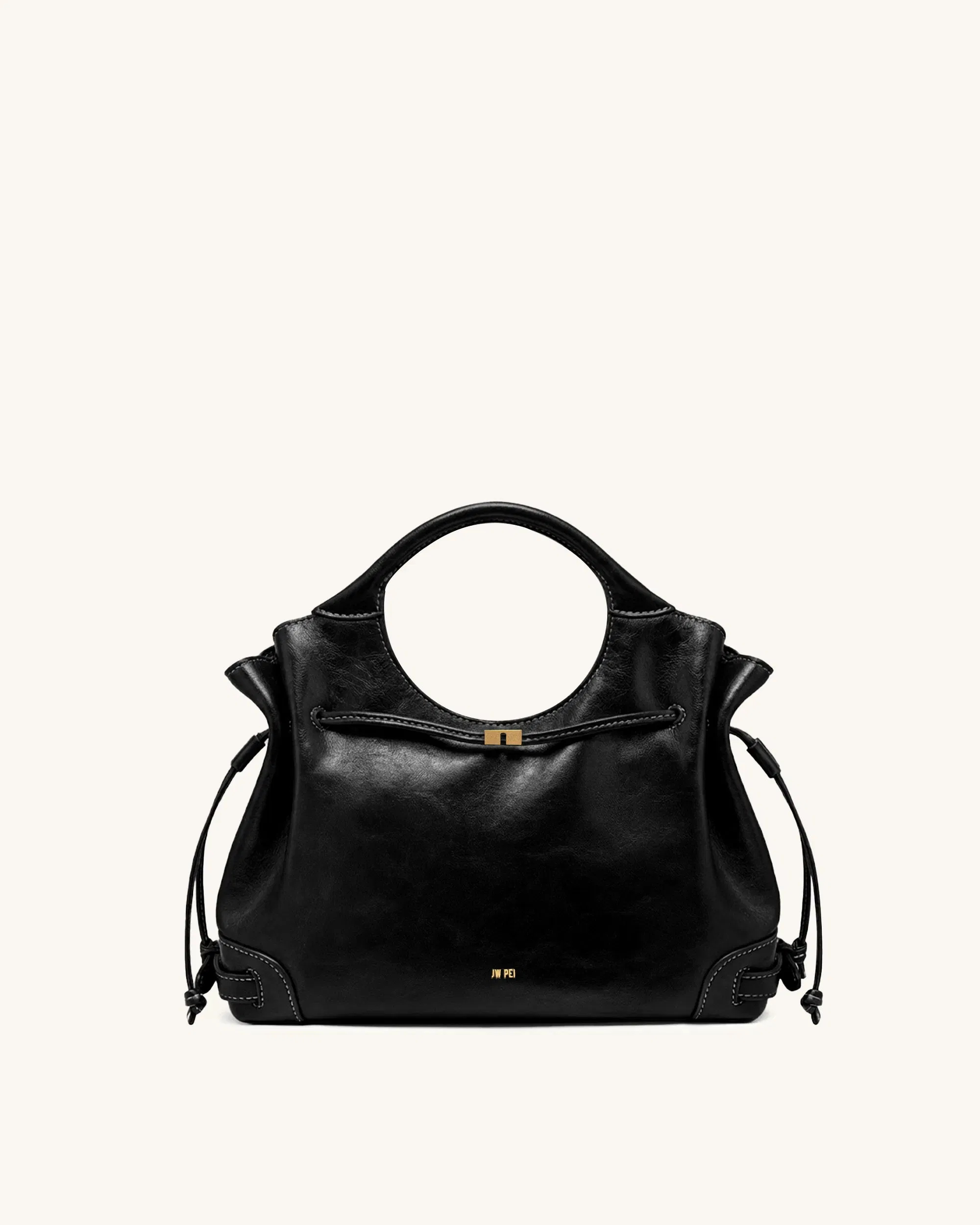 Jw Pei Virelle Waxed Vegan Leather Drawstring Tote Bag Black