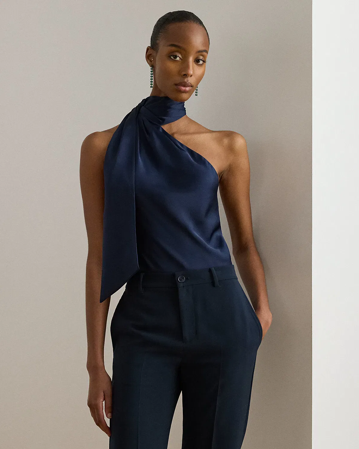 Ralph Lauren Charmeuse TieNeck Halter Top