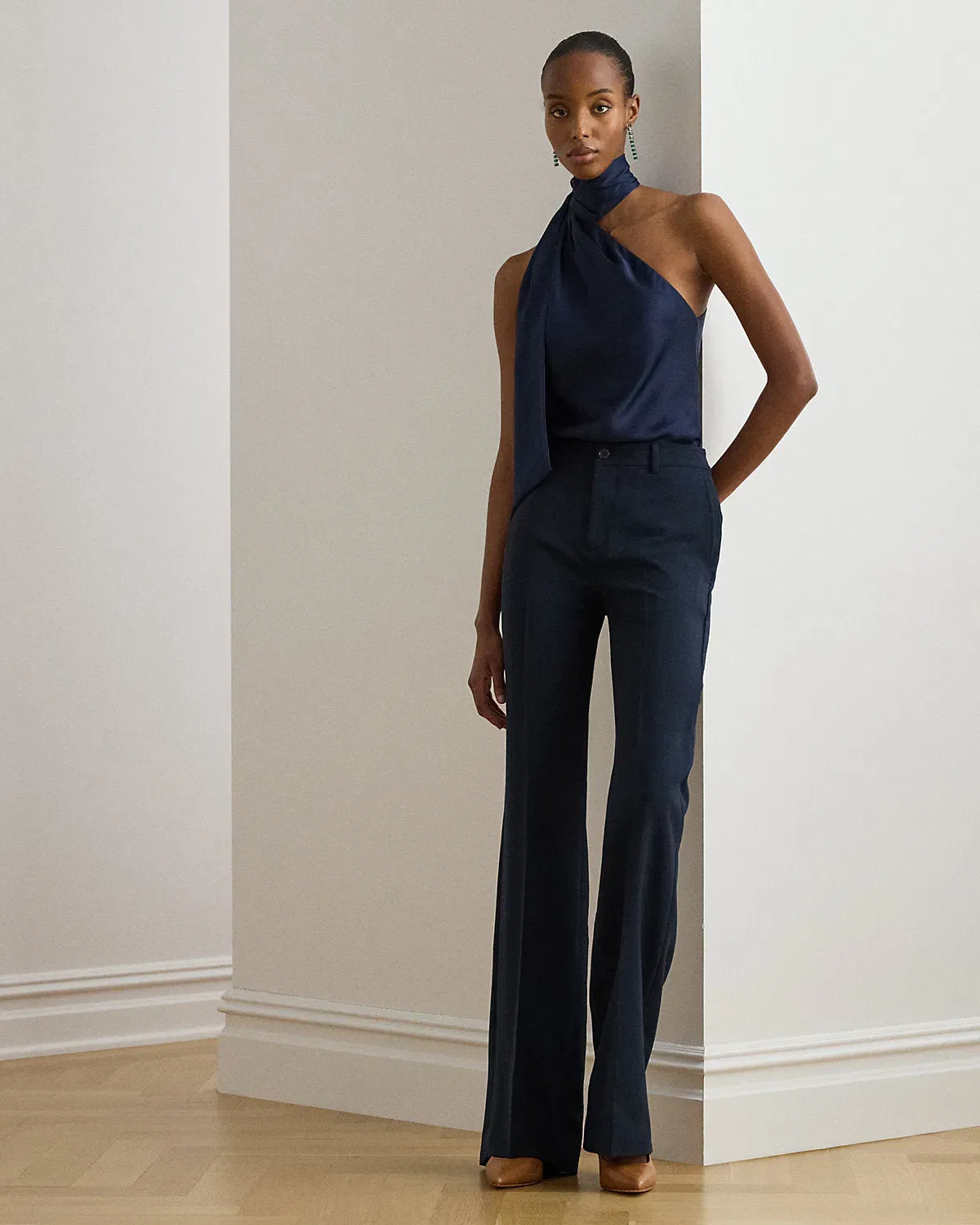 Ralph Lauren Charmeuse TieNeck Halter Top