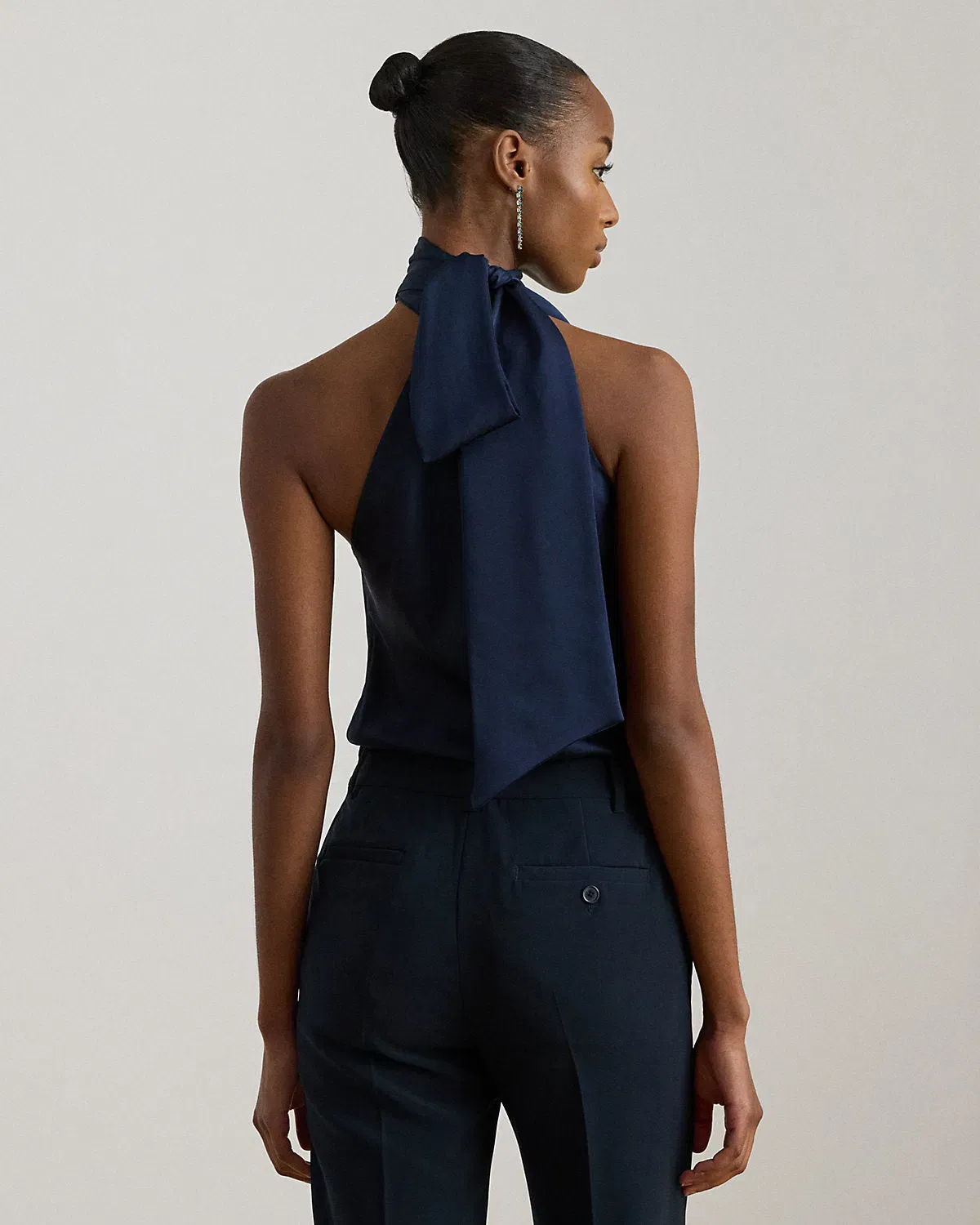 Ralph Lauren Charmeuse TieNeck Halter Top