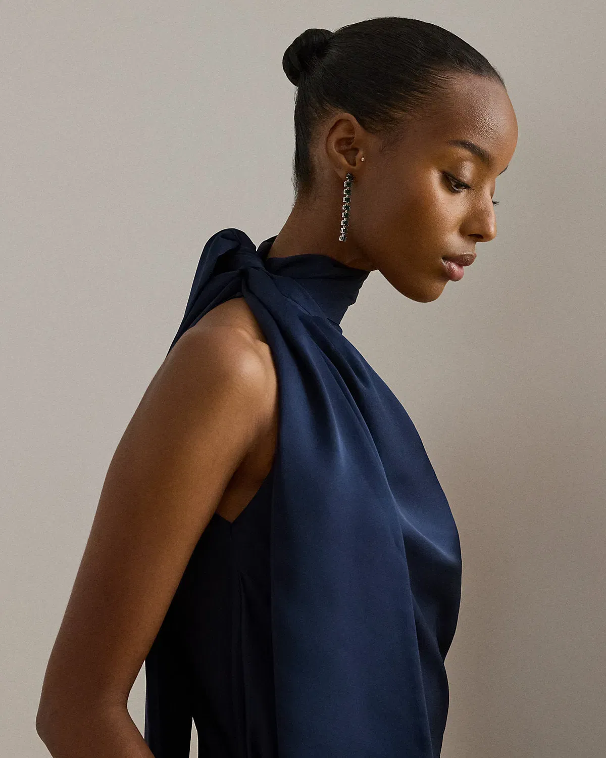 Ralph Lauren Charmeuse TieNeck Halter Top