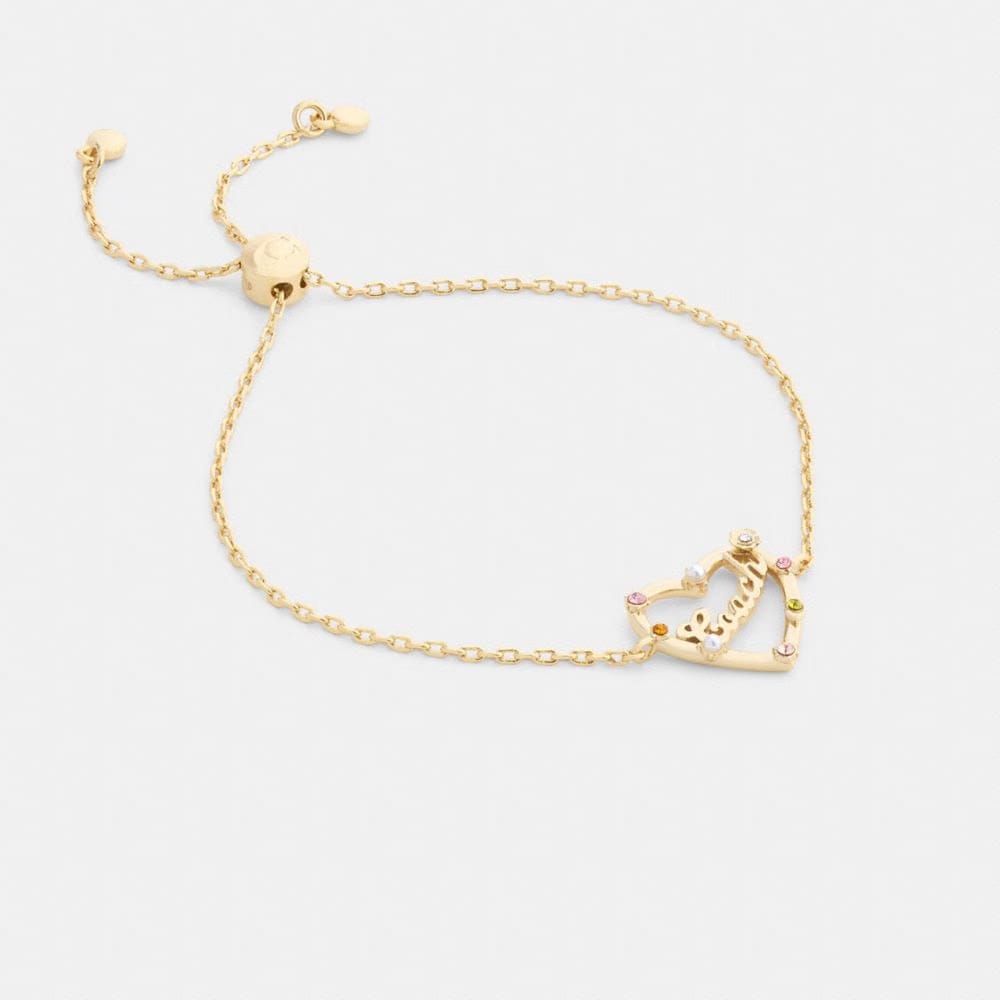 Coach Coach Script Heart Slider Bracelet Gold Multi