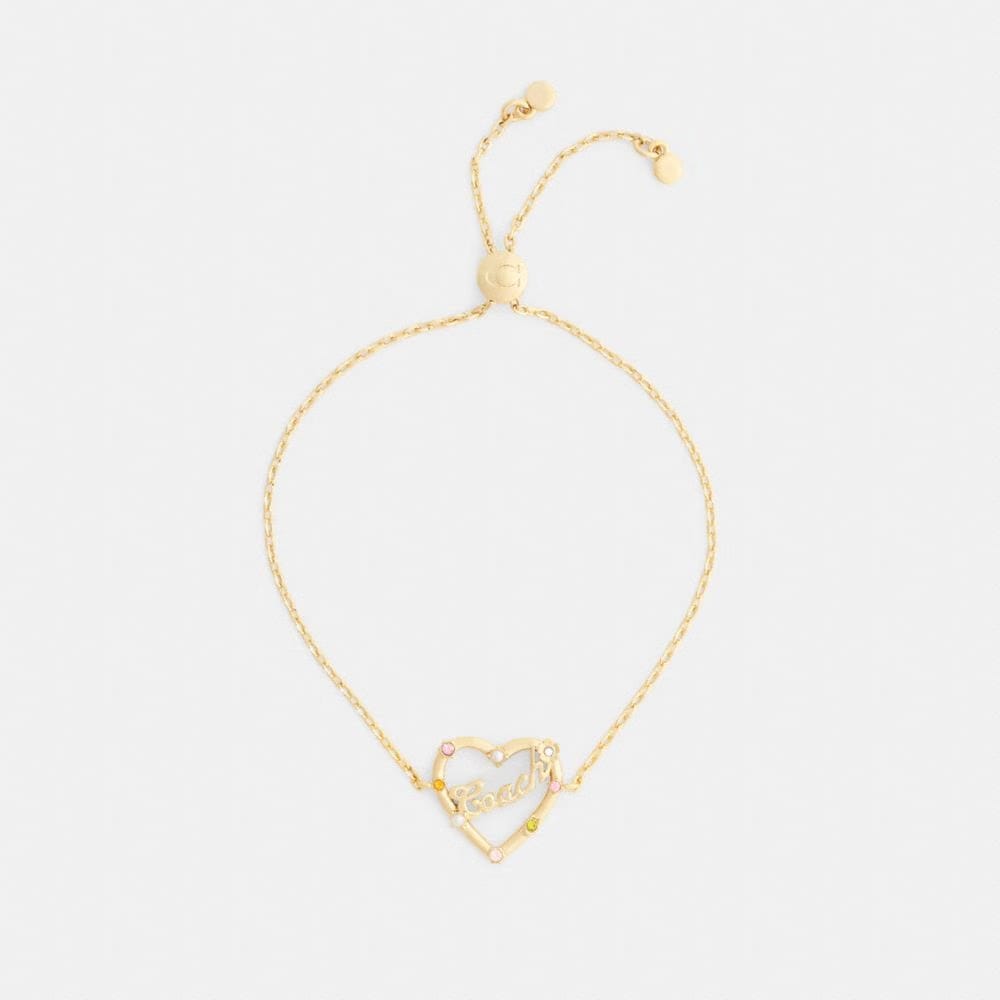 Coach Coach Script Heart Slider Bracelet Gold Multi