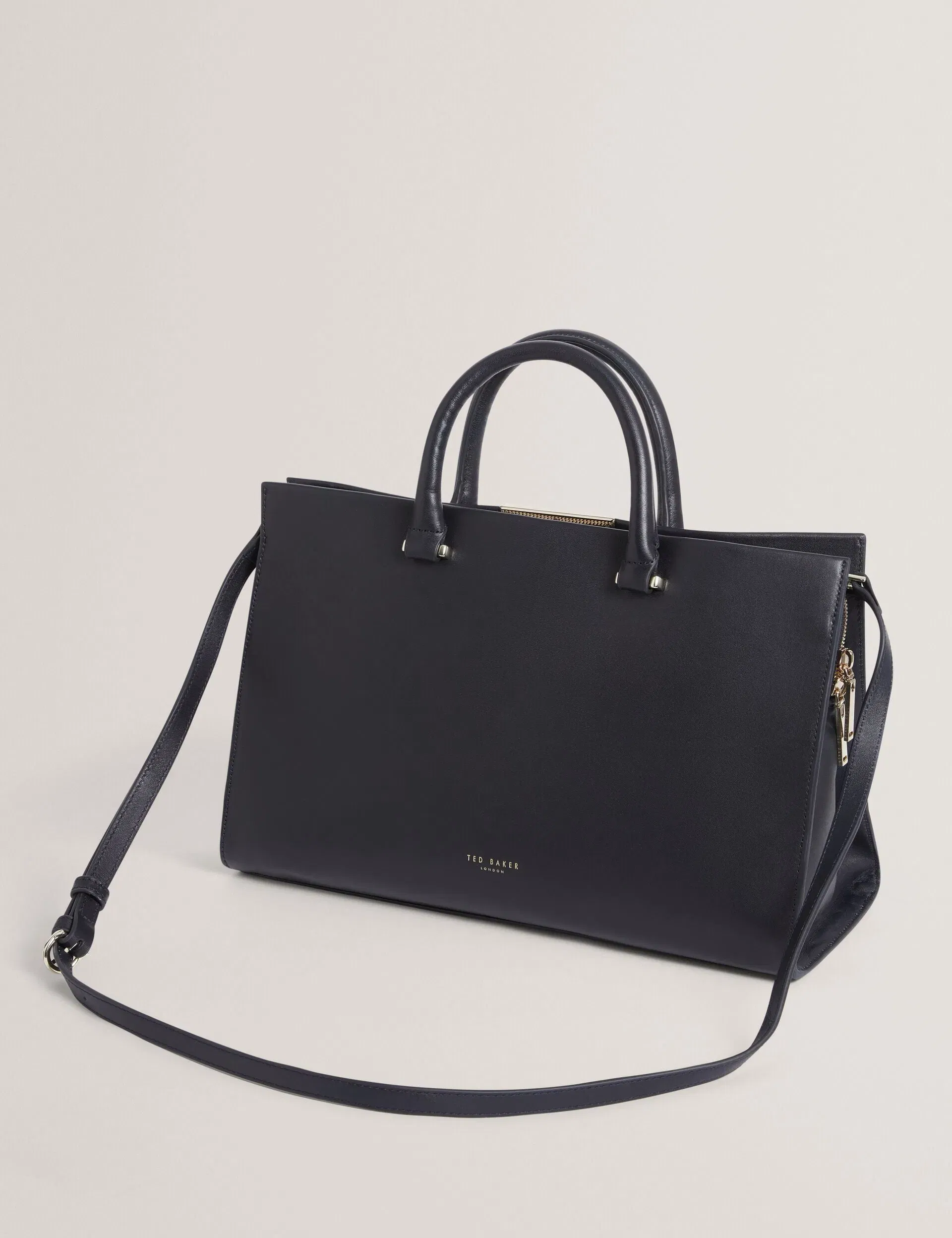 Ted Baker Renaae Structured Leather Wide Tote Bag Navy Women's